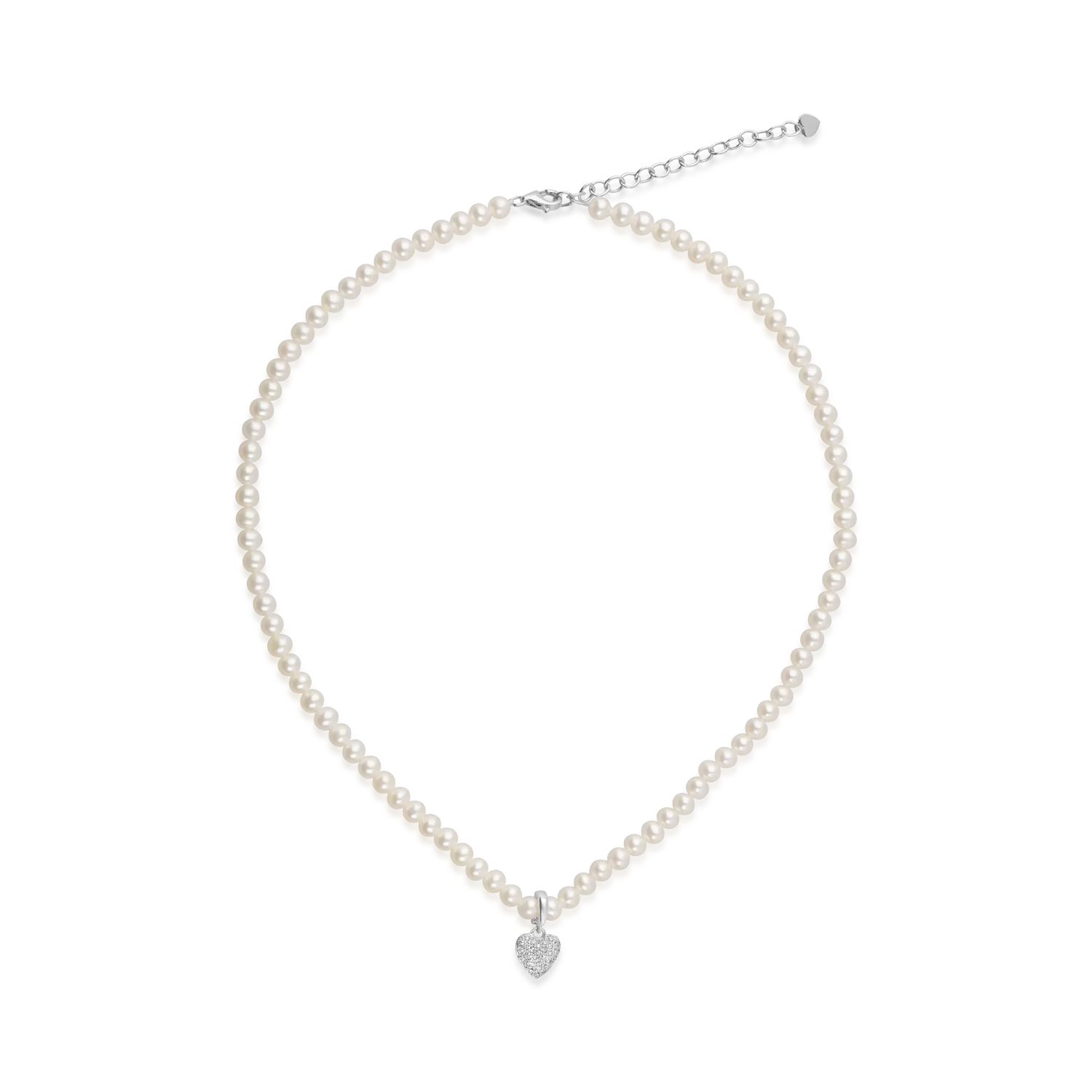 White gold necklace with 45ct fresh water pearls and 0.1ct diamonds