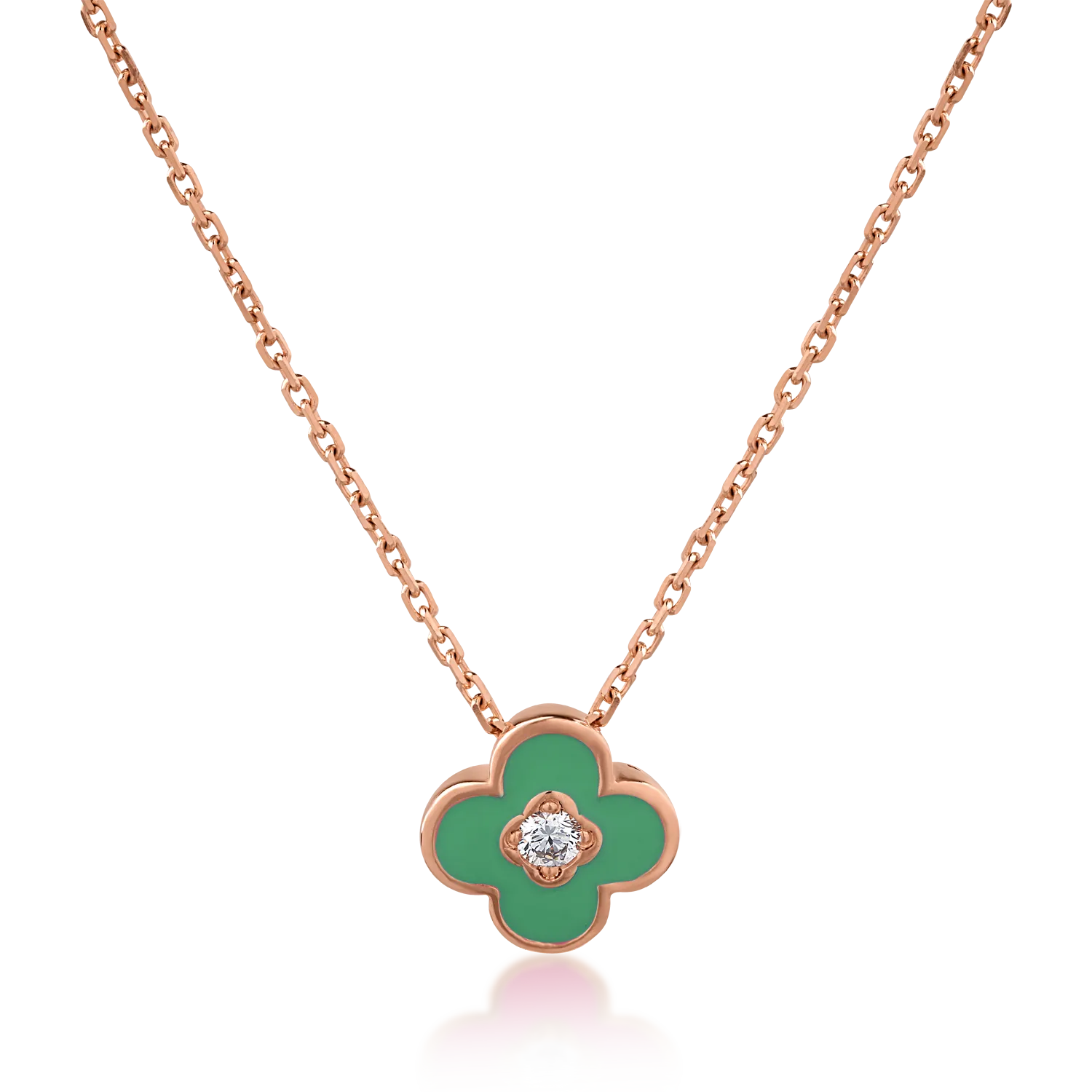 18K rose gold pendant necklace with 0.06ct diamond