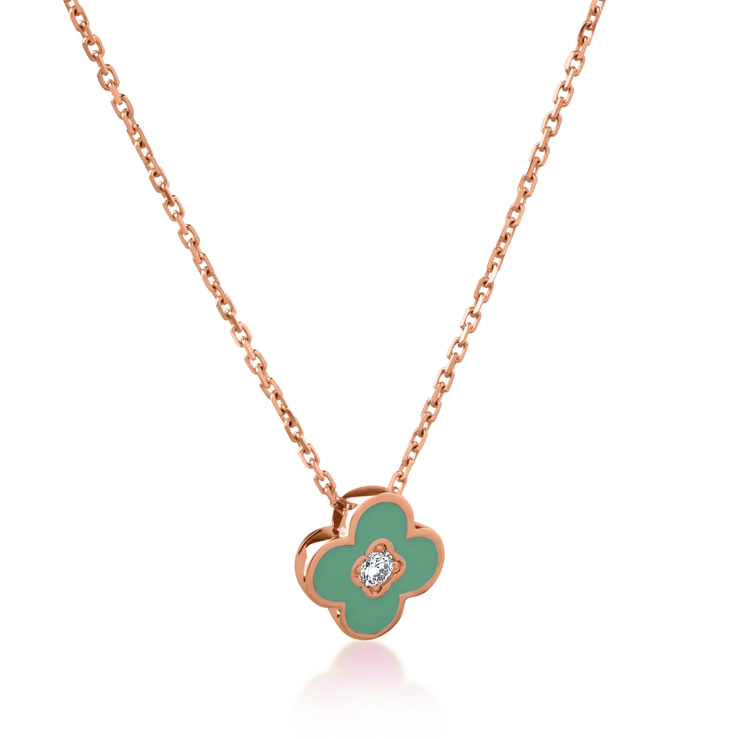 18K rose gold pendant necklace with 0.06ct diamond