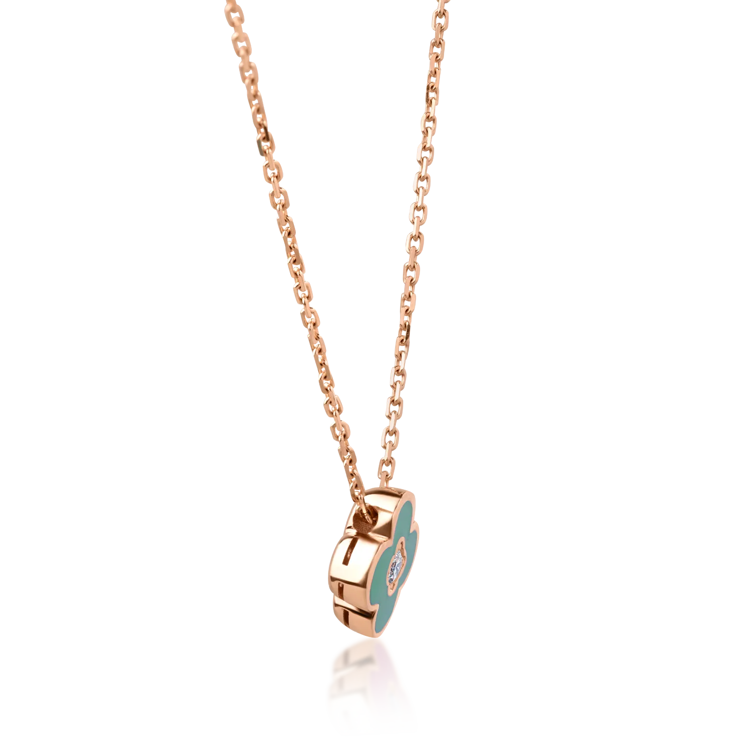 18K rose gold pendant necklace with 0.06ct diamond