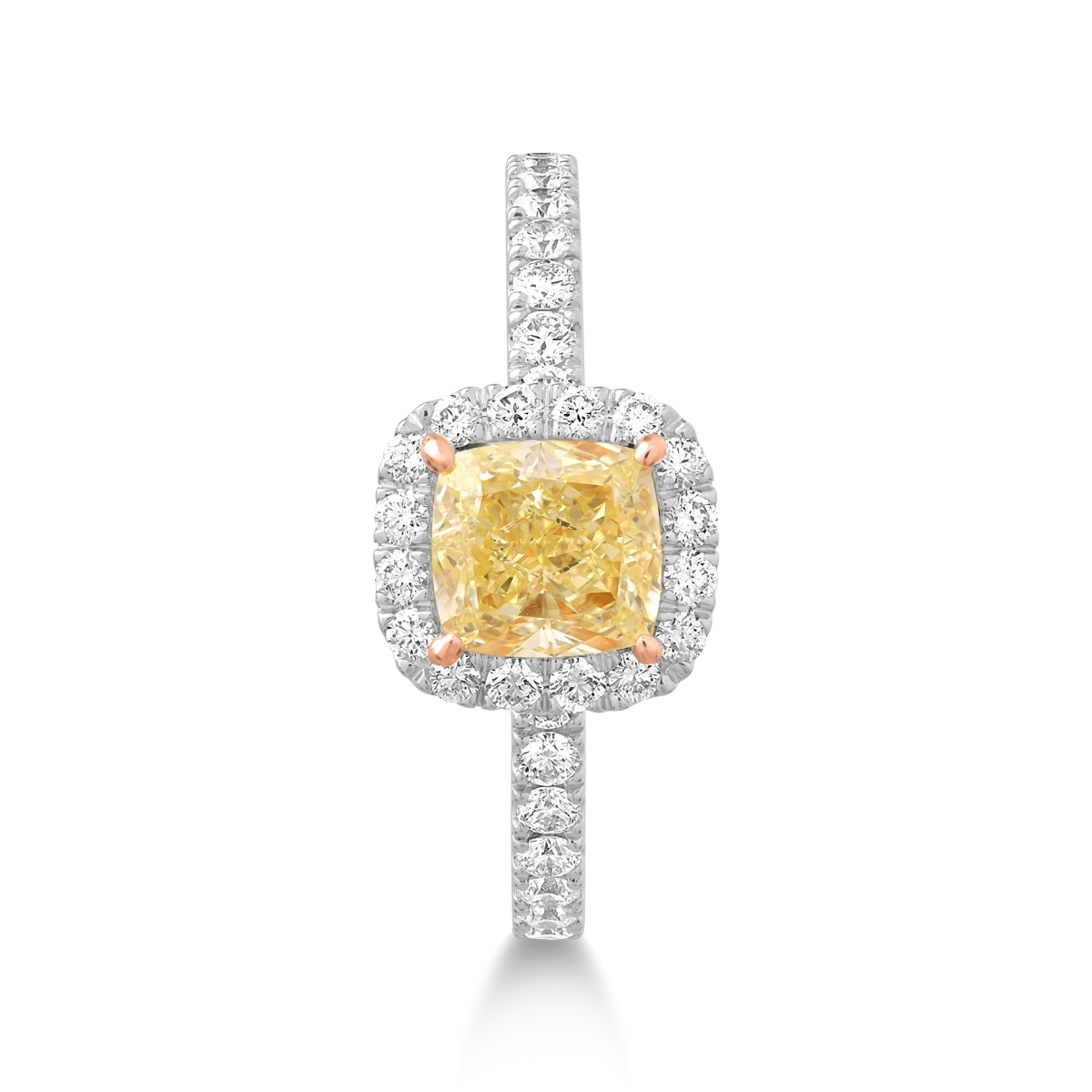 Inel din aur alb de 18K cu fancy diamond de 1ct si diamante de 0.64ct