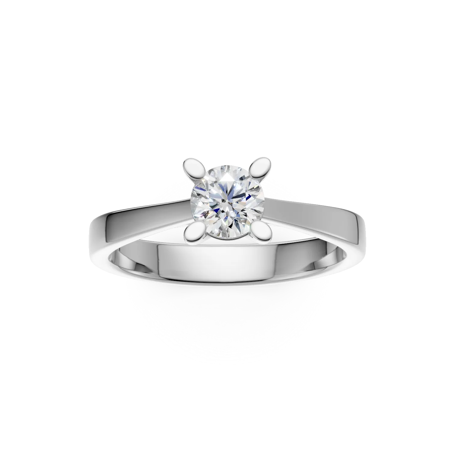 Inel de logodna din aur alb de 18K cu un diamant solitaire de 0.5ct