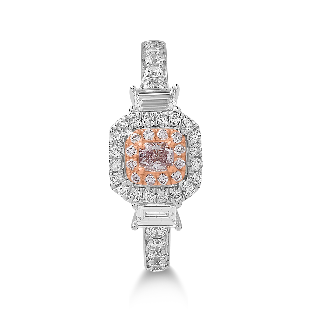 Пръстен от 18 карата бяло розово злато с 0.25кт розови диаманти и 0.71кт прозрачни диаманти