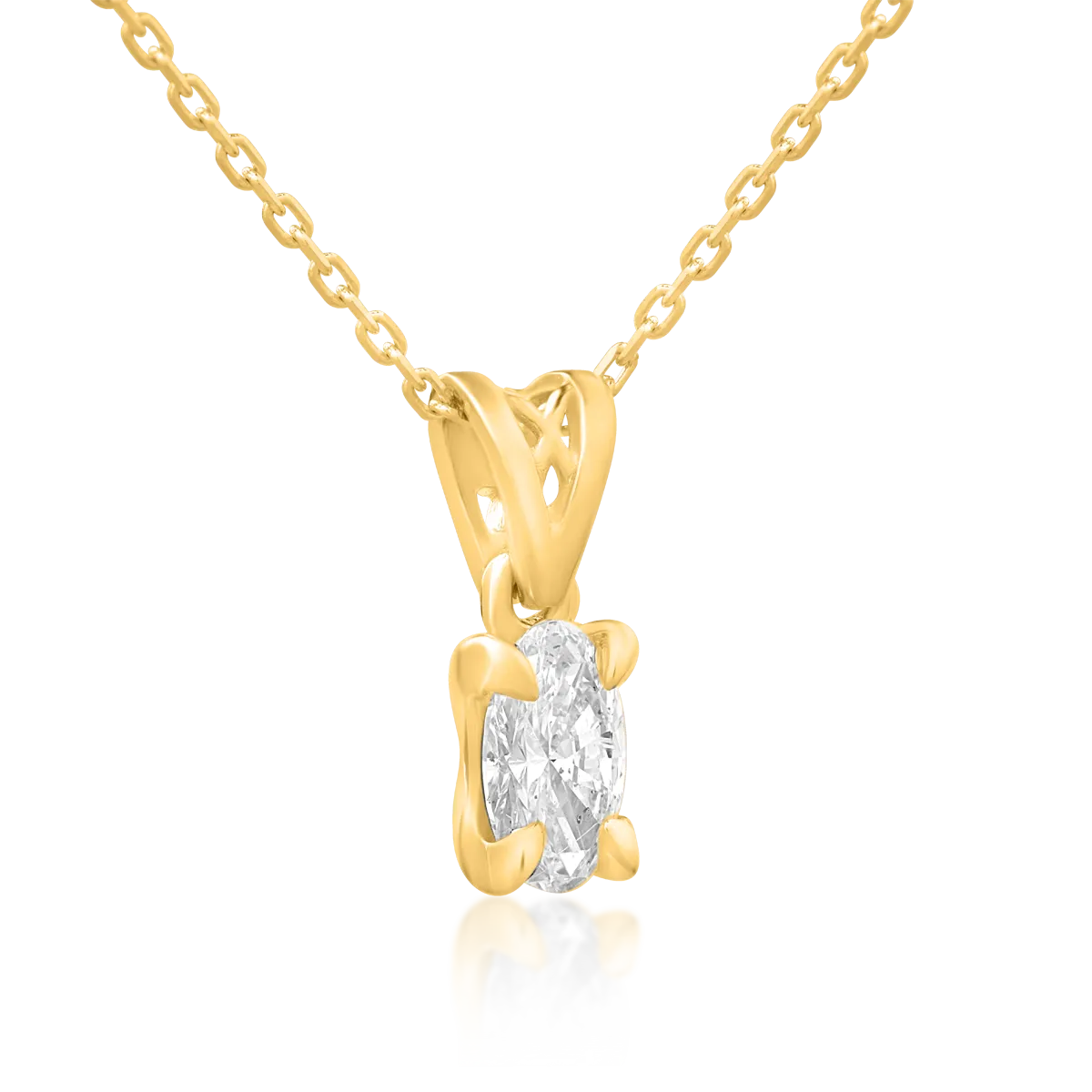 Верижка с висулка от бяло злато 18К с диамант 0.4кт