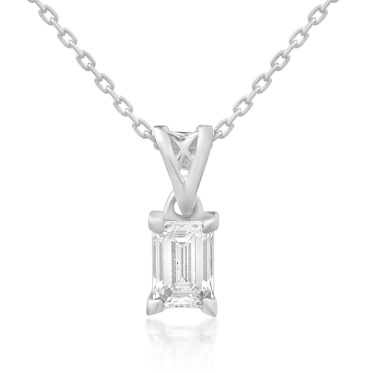 Lant cu pandantiv din aur alb de 18K cu diamant de 0.4ct-151204