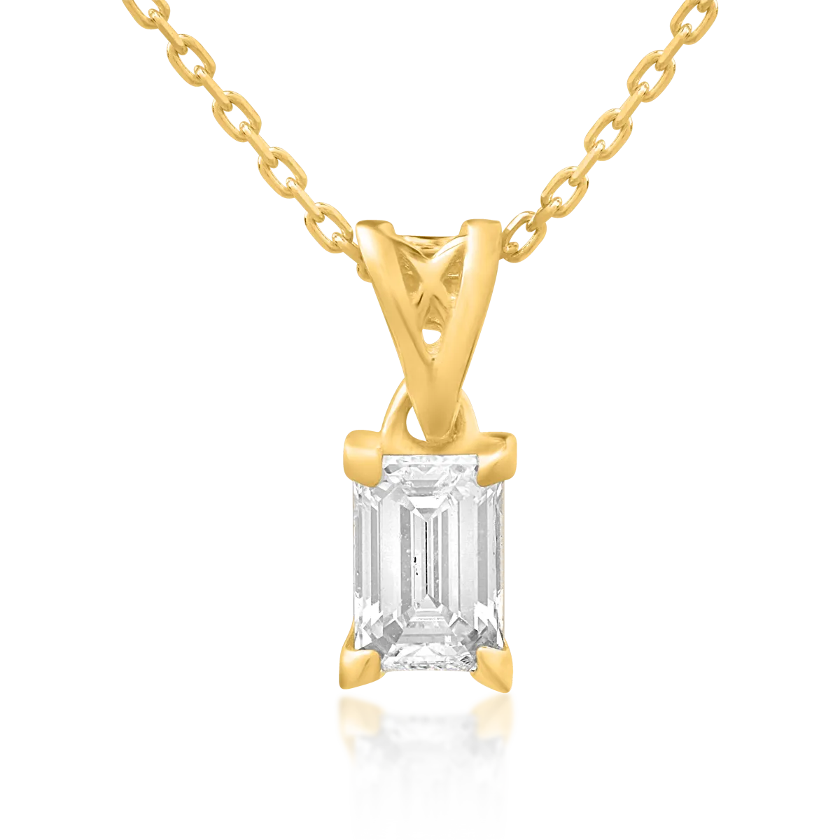 Lant cu pandantiv din aur galben cu diamant emerald de 0.4ct