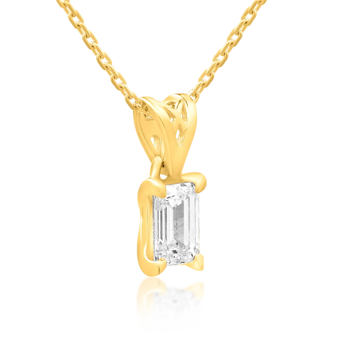 Lant cu pandantiv din aur galben de 18K cu diamant de 0.4ct
