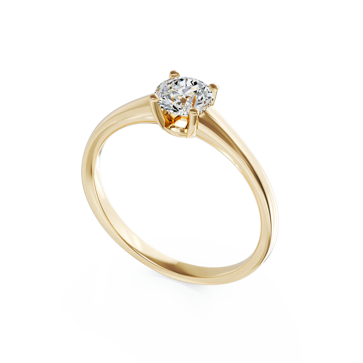 18K yellow gold engagement ring with a 0.5ct solitaire diamond