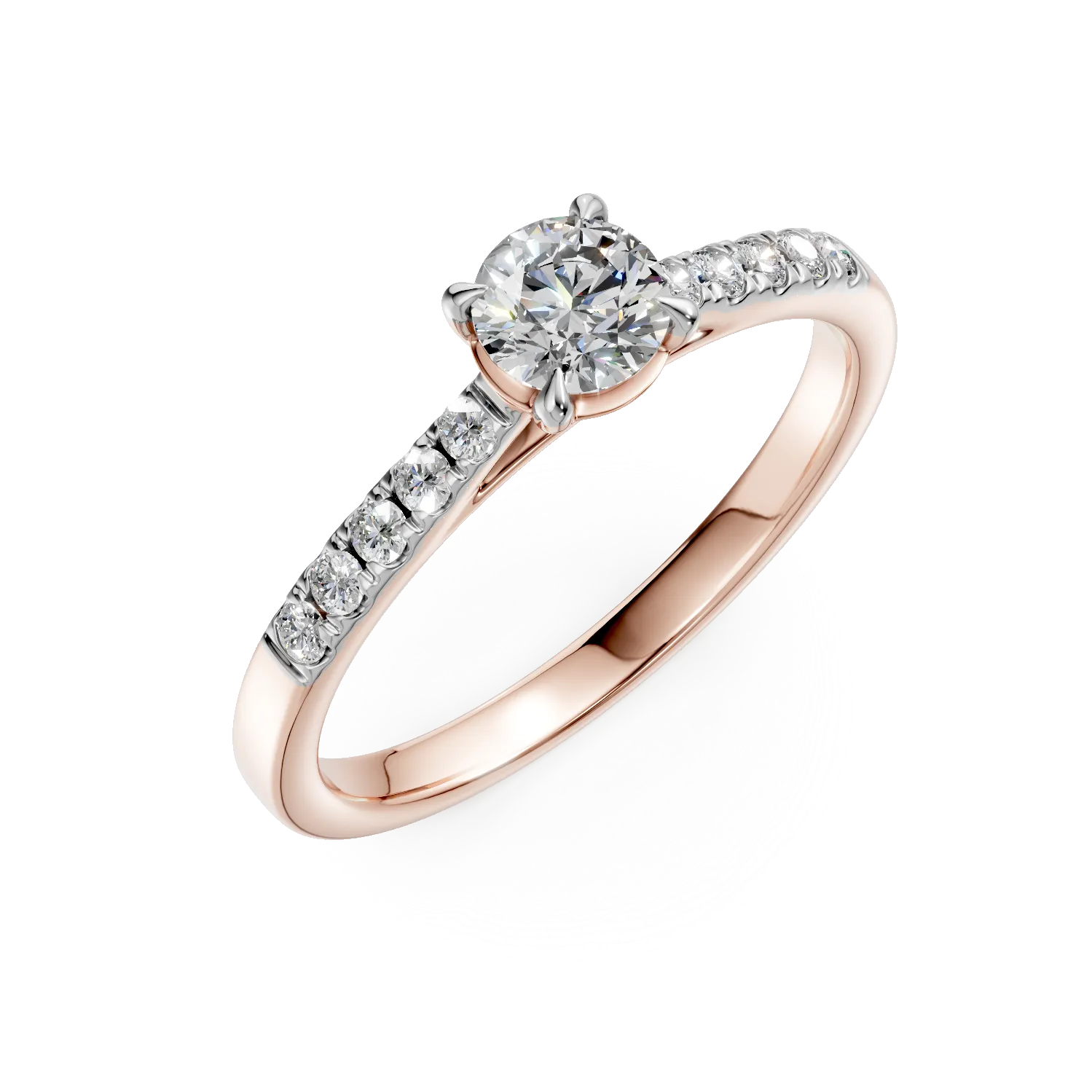 Teilor Inel de logodna din aur roz cu diamant de 0.4ct si diamante de 0.14ct