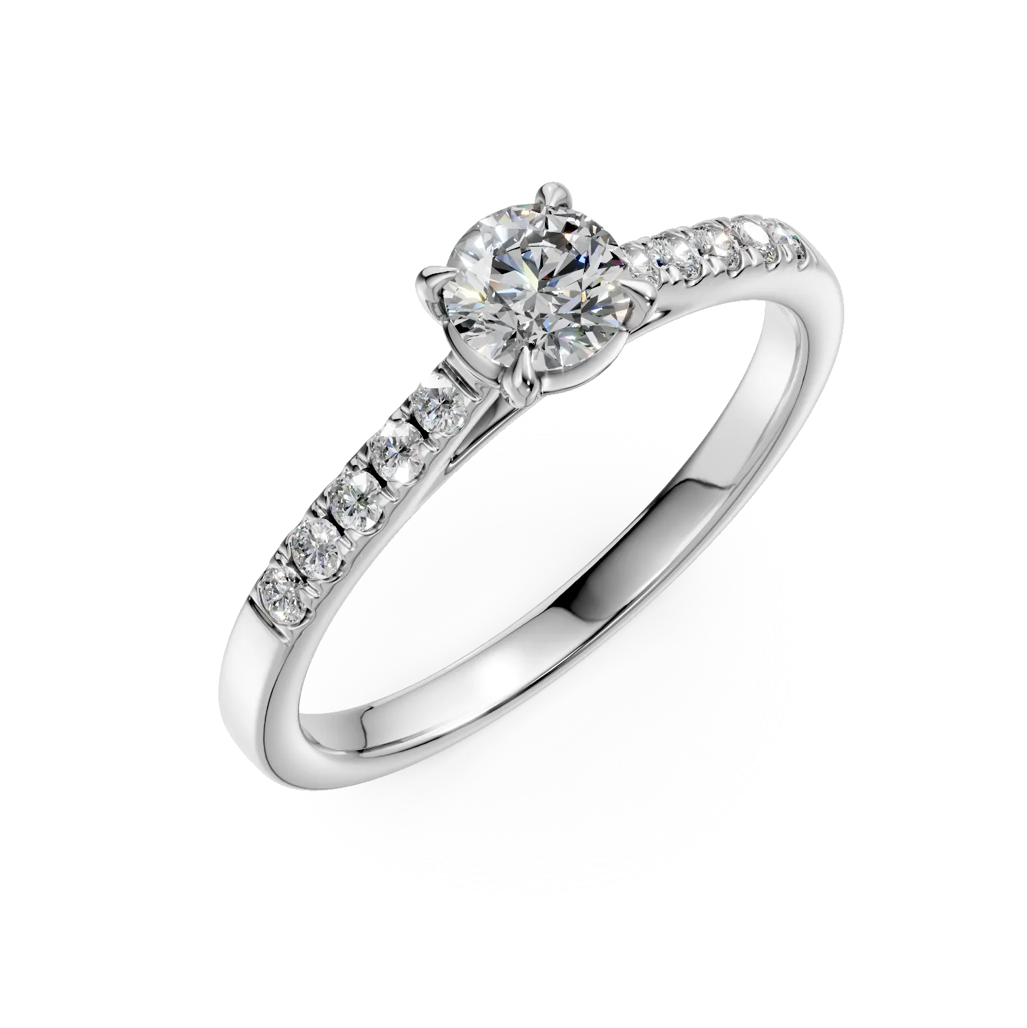 18K white gold engagement ring with 0.4ct diamond and 0.14ct diamonds