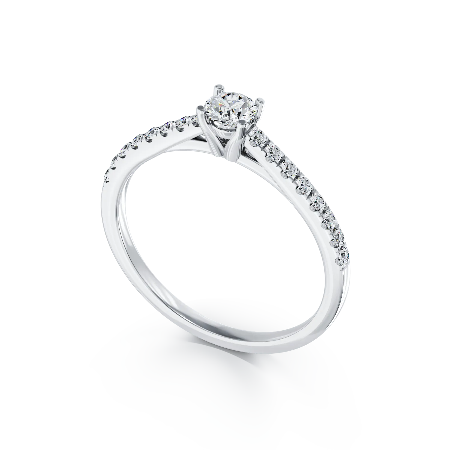 18K white gold engagement ring with 0.4ct diamond and 0.14ct diamonds