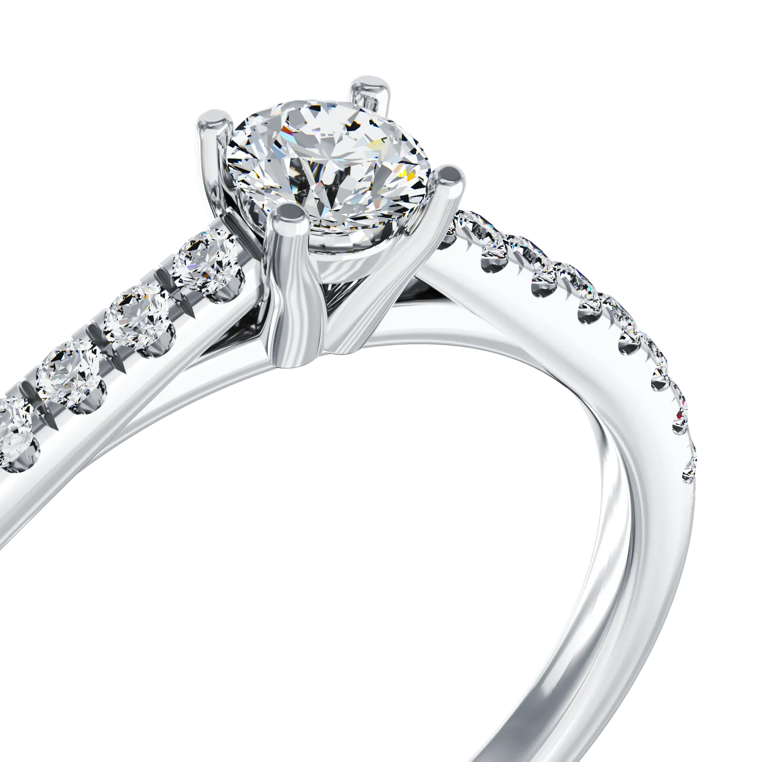 Eljegyzési gyűrű 18K-os fehér aranyból 0.4ct gyémánttal és 0.14ct gyémánttal