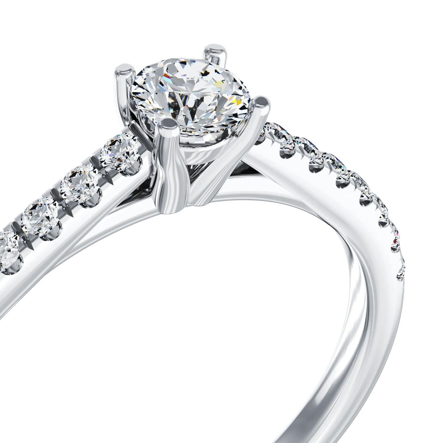 18K white gold engagement ring with 0.4ct diamond and 0.14ct diamonds