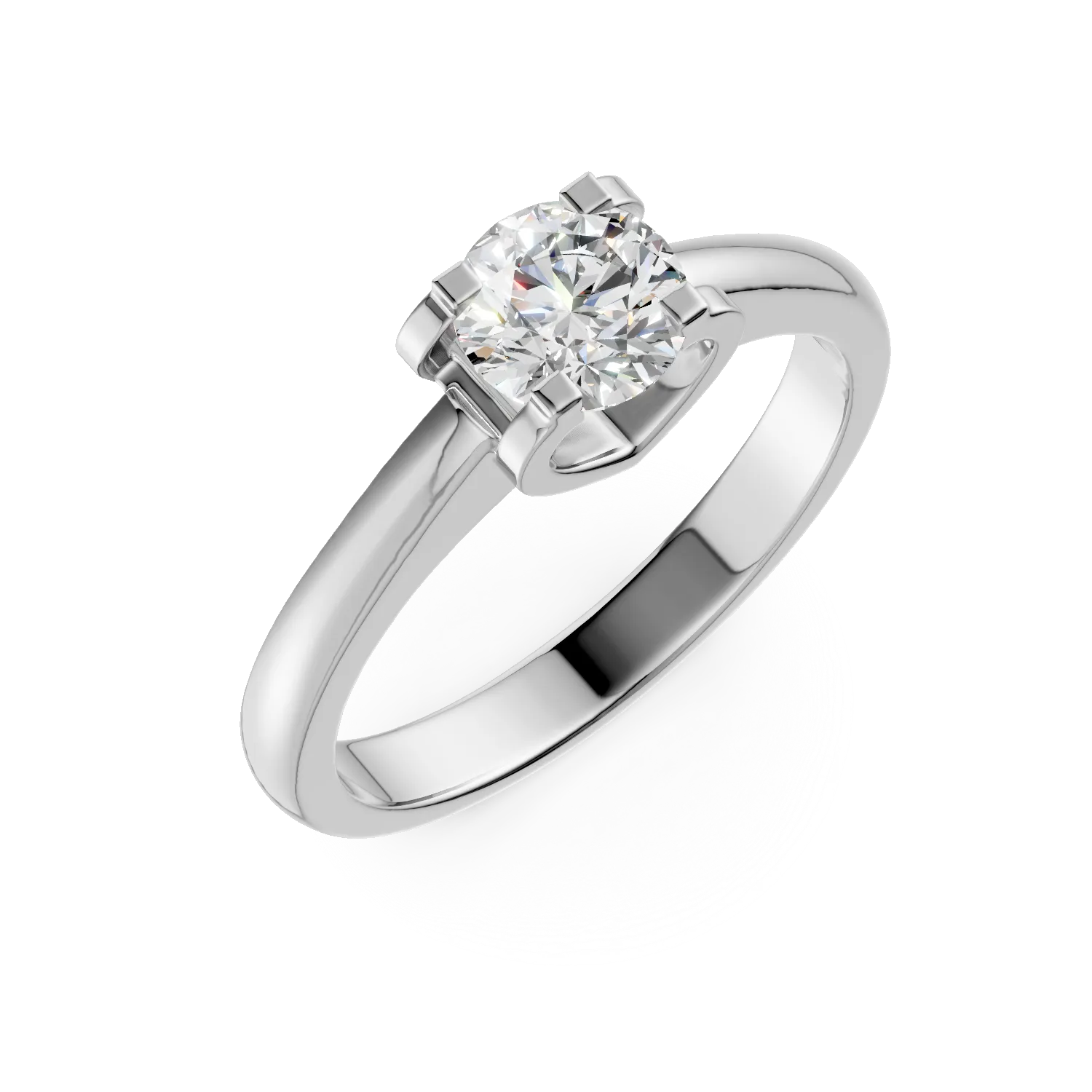 Teilor Inel de logodna din aur alb cu diamant solitaire de 0.4ct