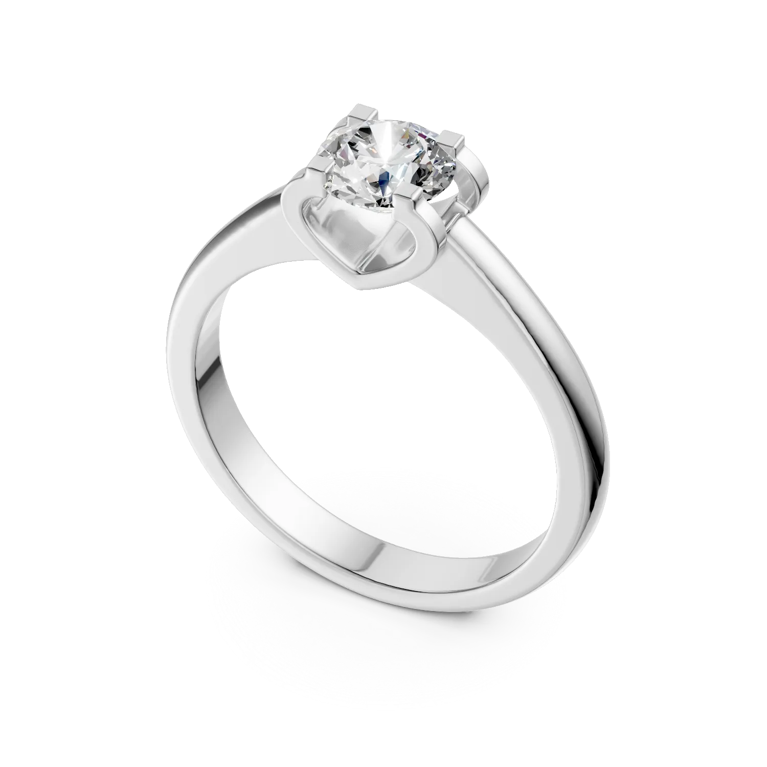 Inel de logodna din aur alb cu diamant solitaire de 0.4ct