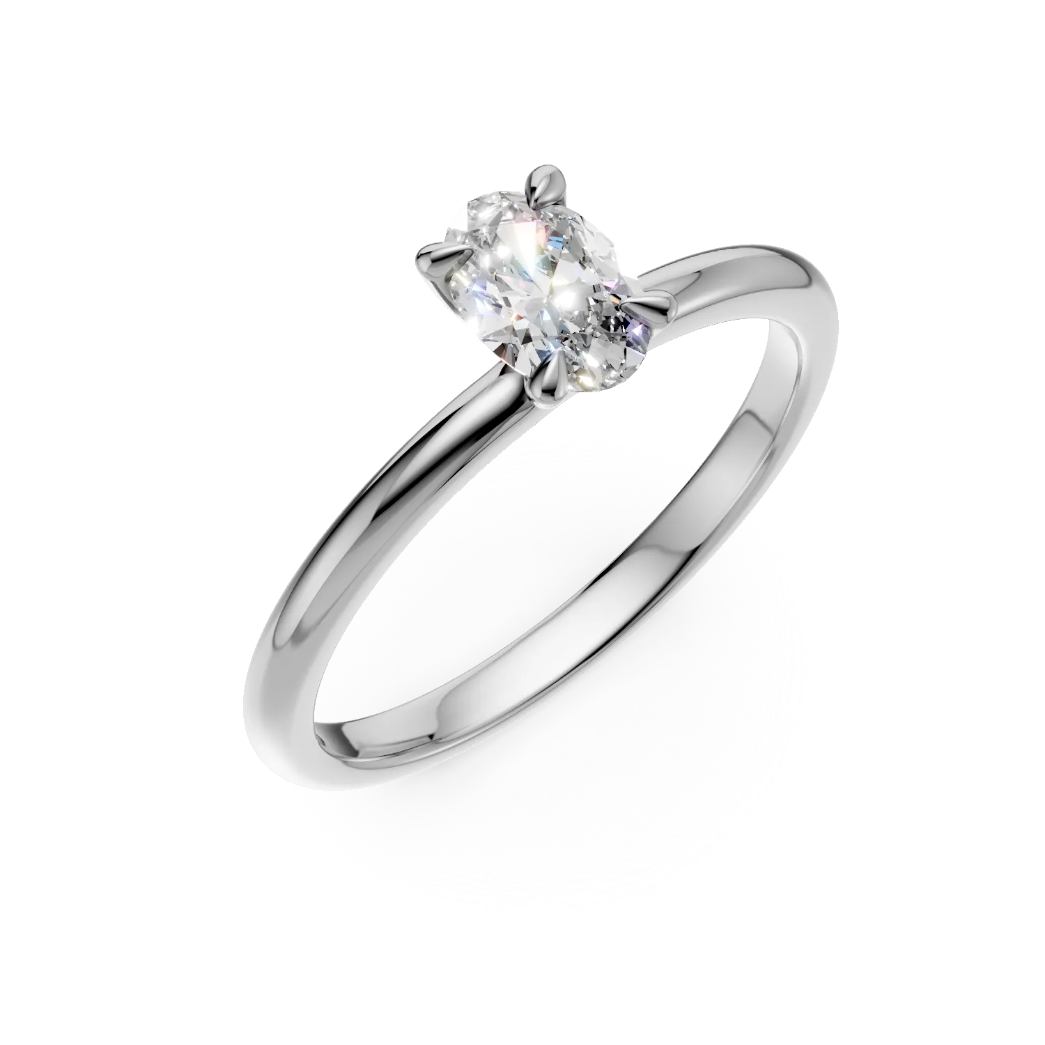 Inel de logodna din aur galben cu diamant oval de 0.4ct