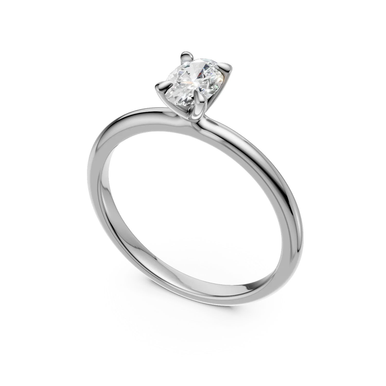 Inel de logodna din aur galben cu diamant oval de 0.4ct
