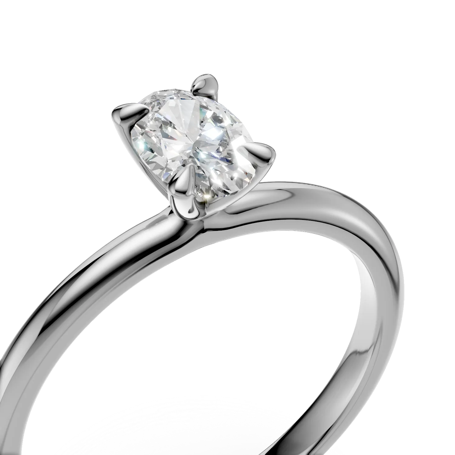 Inel de logodna din aur galben cu diamant oval de 0.4ct