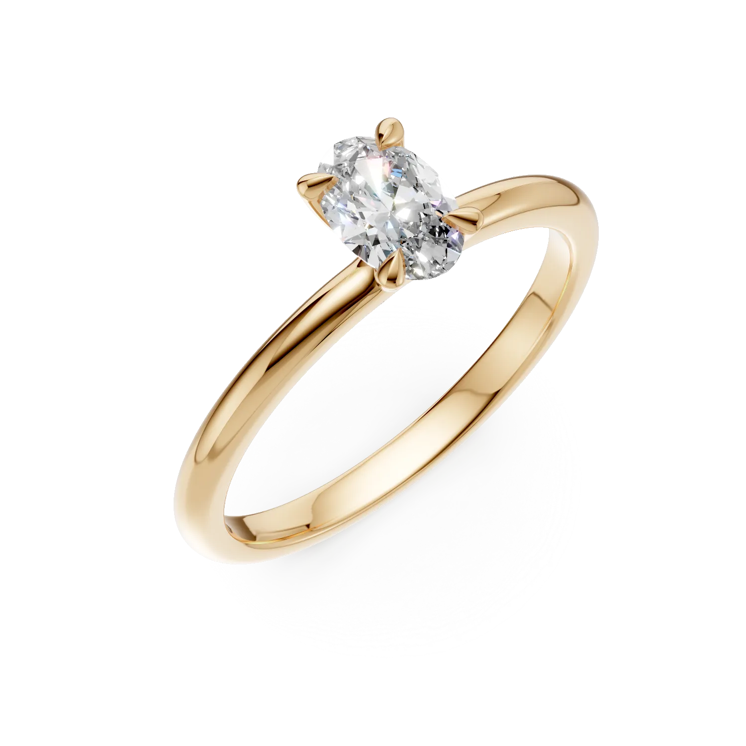 Inel de logodna din aur galben cu diamant oval de 0.4ct