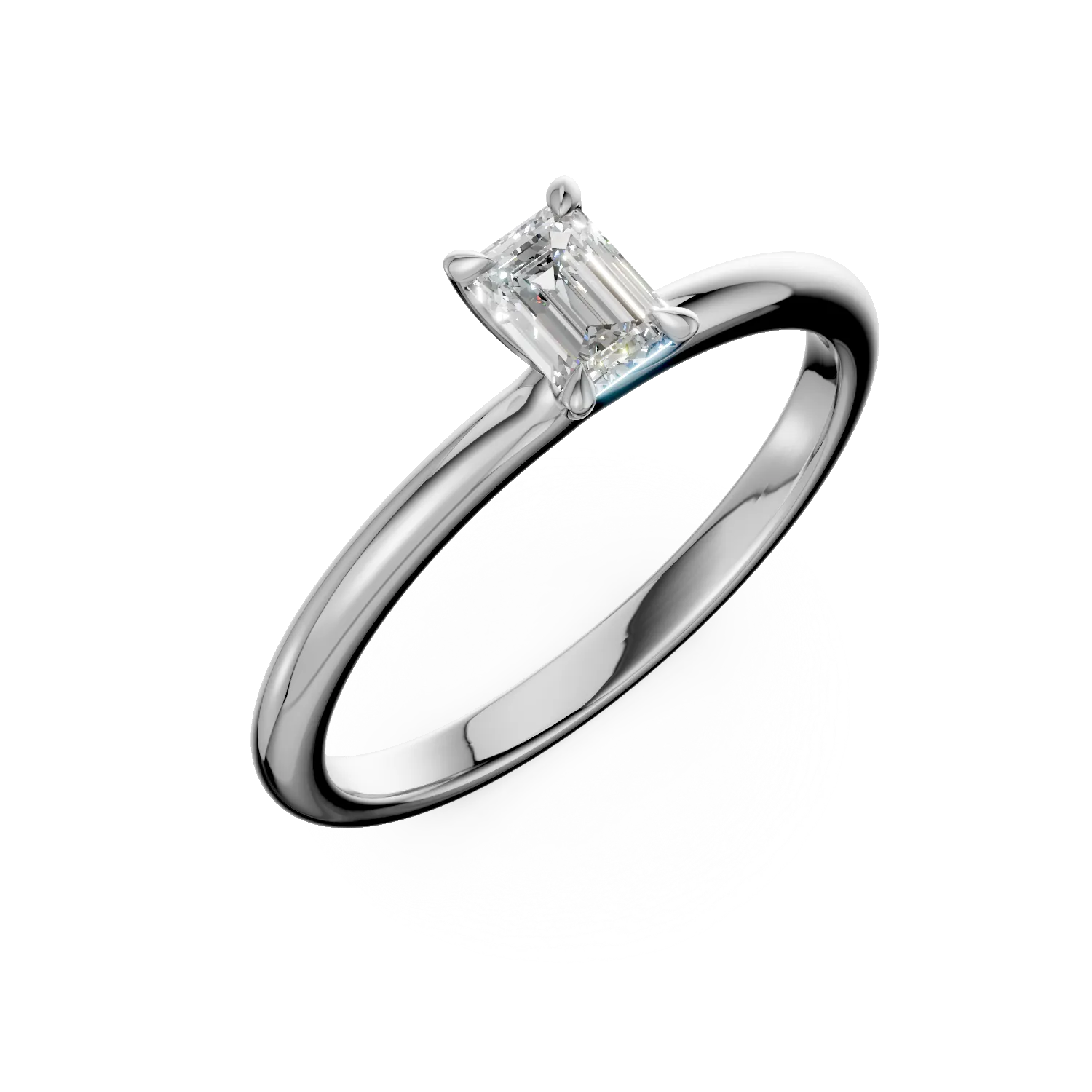 Inel de logodna din aur alb cu diamant emerald solitaire de 0.4ct