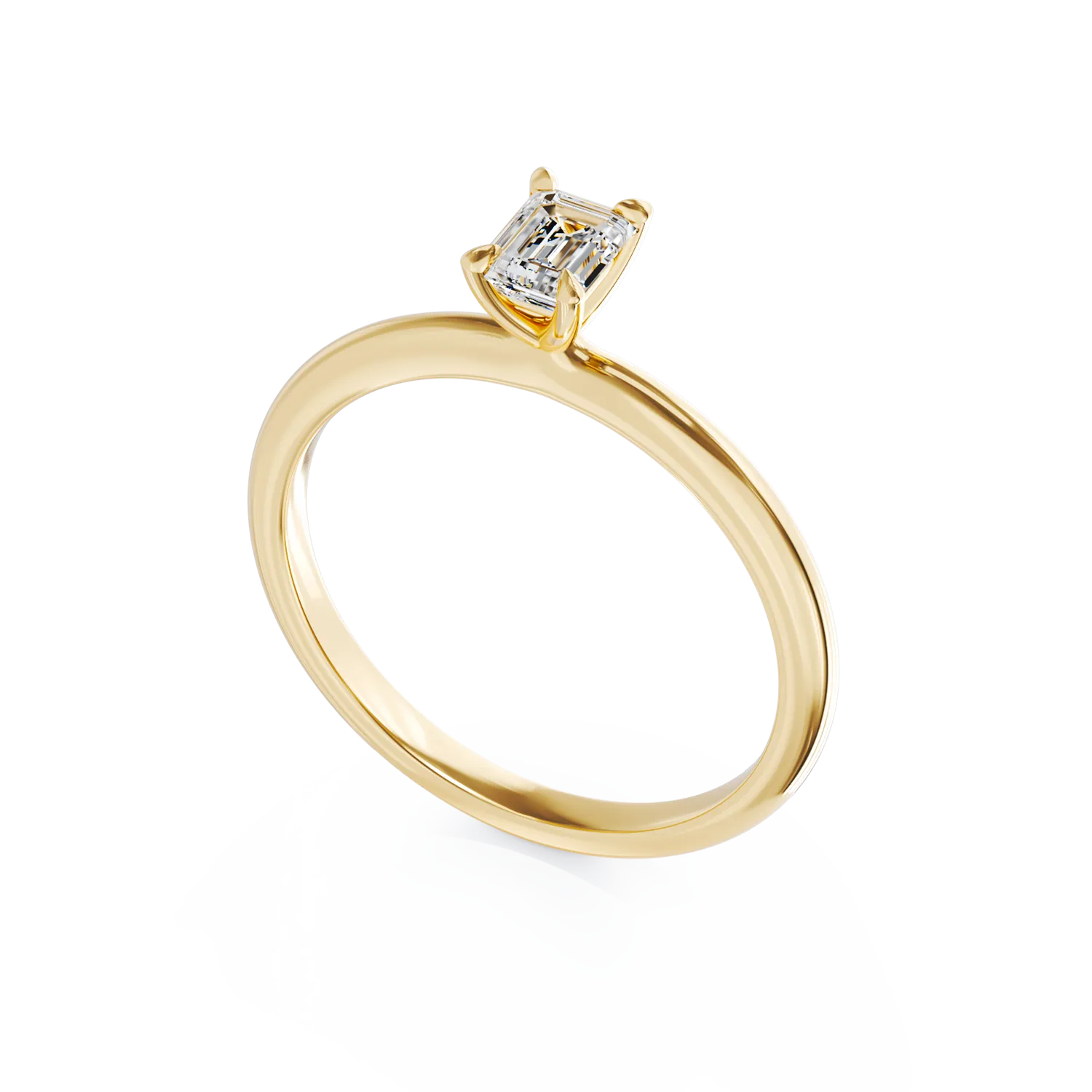 Inel de logodna din aur galben de 18K cu un diamant solitaire de 0.4ct