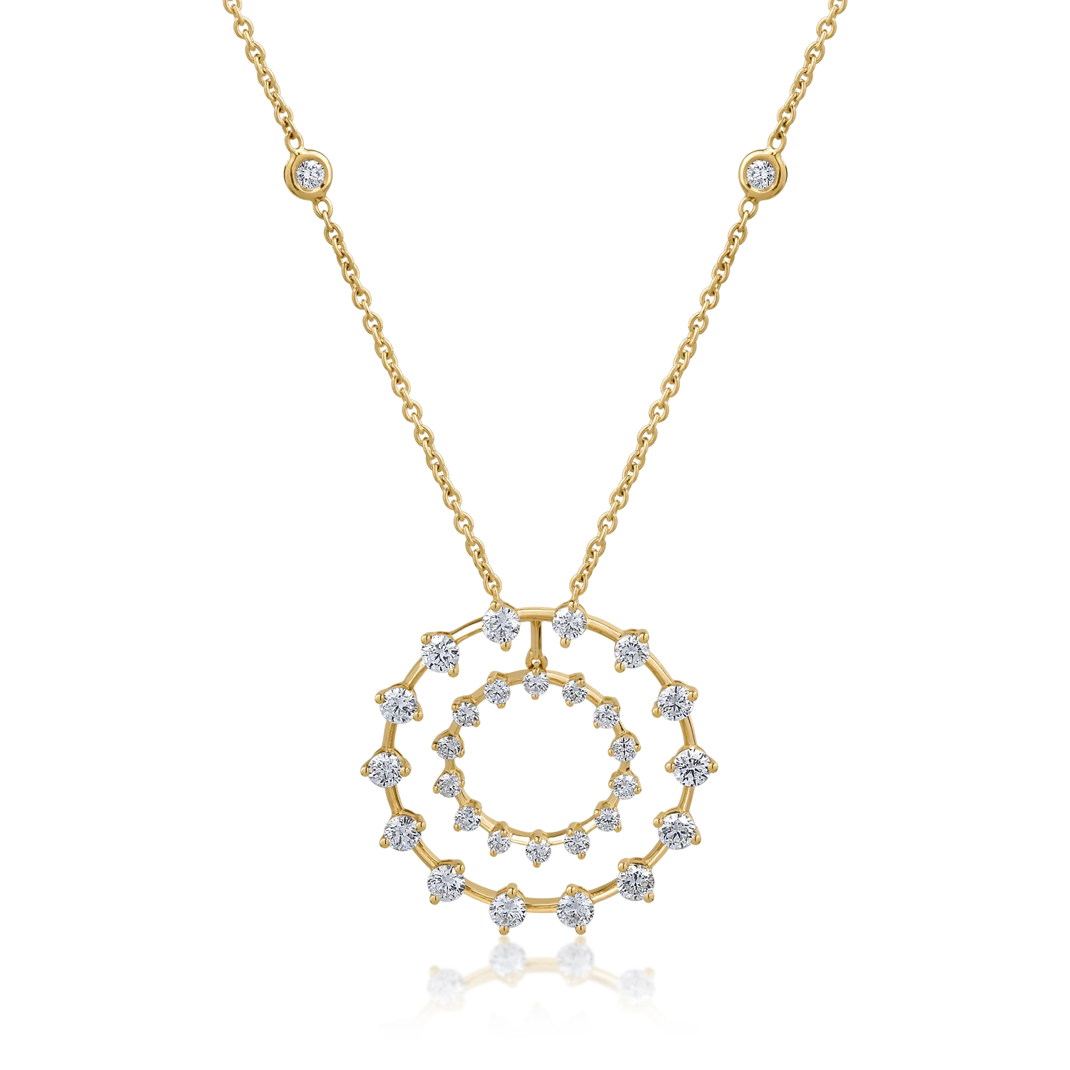 18K yellow gold pendant necklace with 1.88ct diamonds