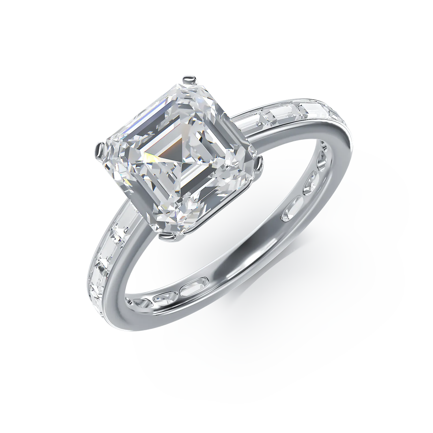 Inel de logodna din aur alb cu diamant de 3.01ct si diamante de 0.96ct