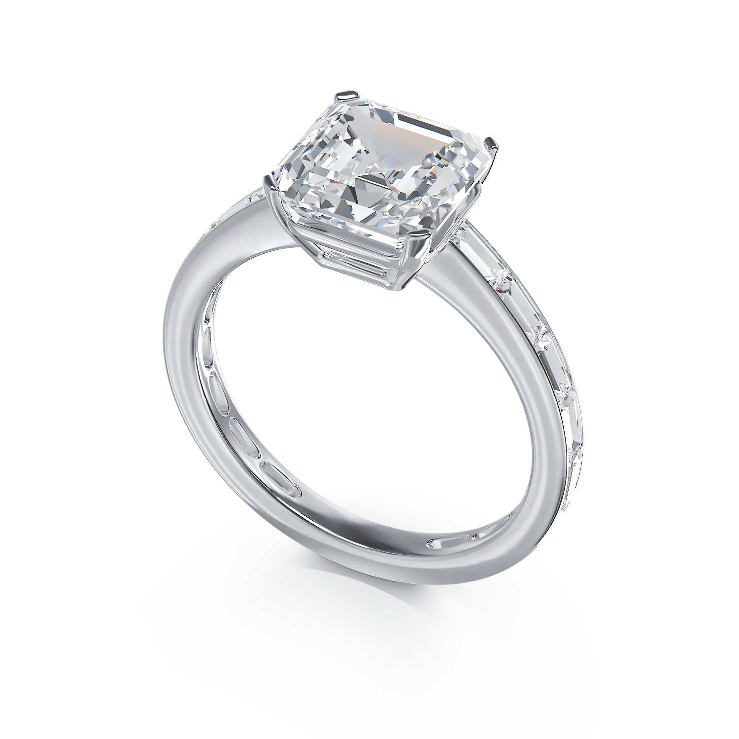 Inel de logodna din aur alb cu diamant de 3.01ct si diamante de 0.96ct