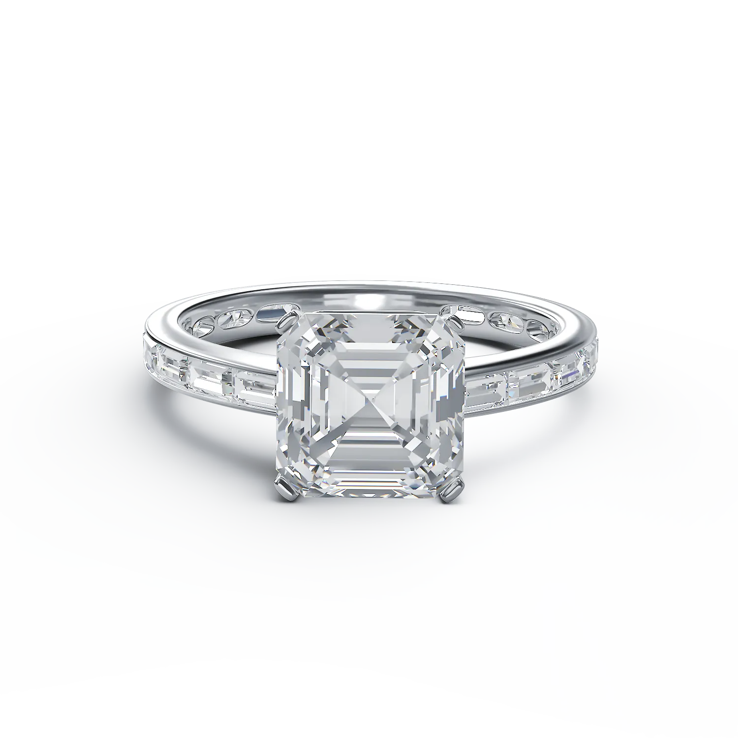 Годежен пръстен от бяло злато с 3.01ct диамант и 0.96ct диаманти