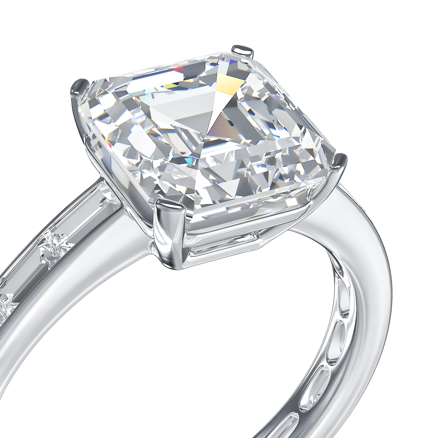 Pierścionek zaręczynowy z białego złota z diamentem o masie 3.01ct i brylantami o masie 0.96ct
