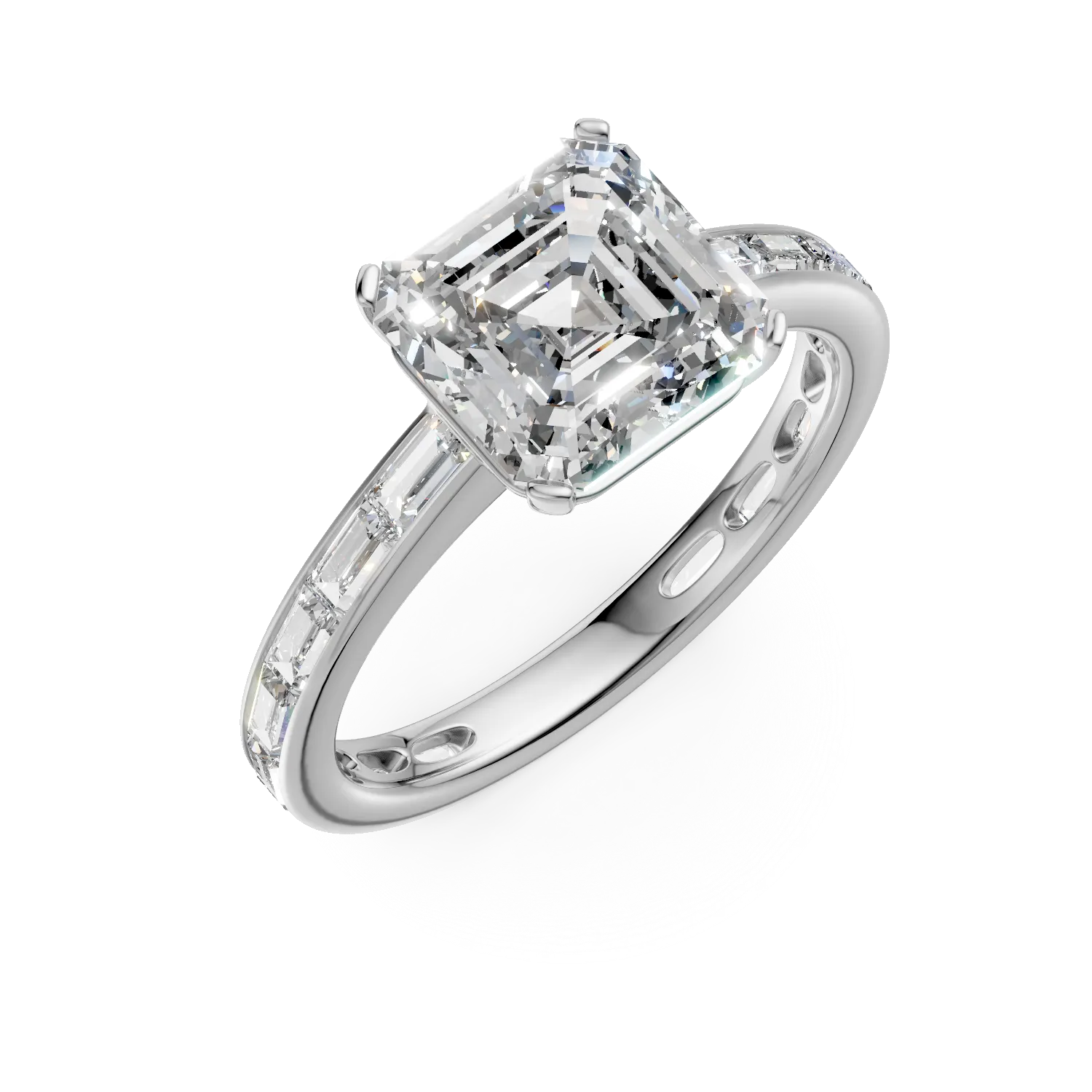 Inel de logodna din aur alb cu diamant de 3.01ct si diamante de 0.96ct