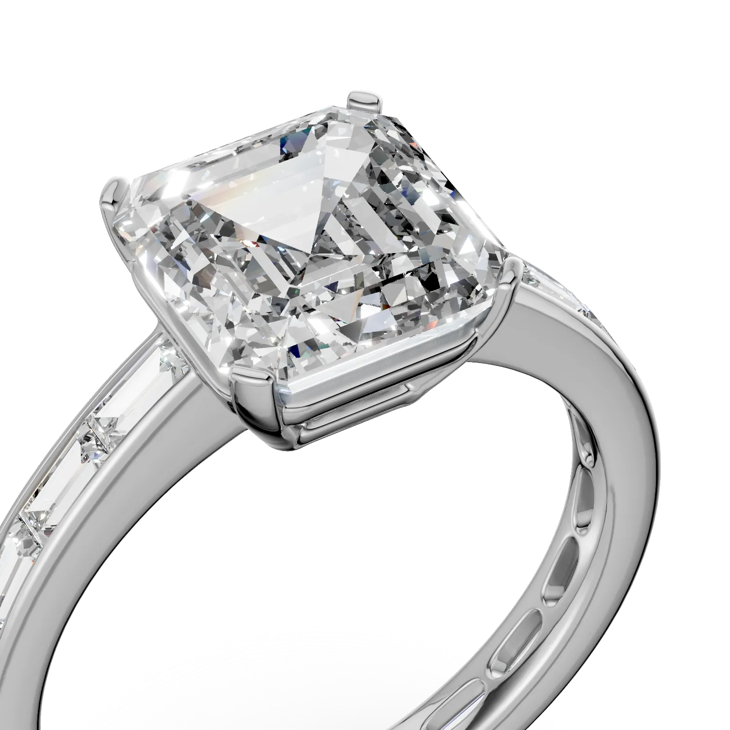 Fehérarany eljegyzési gyűrű 3.01ct gyémánttal és 0.96ct gyémánttal