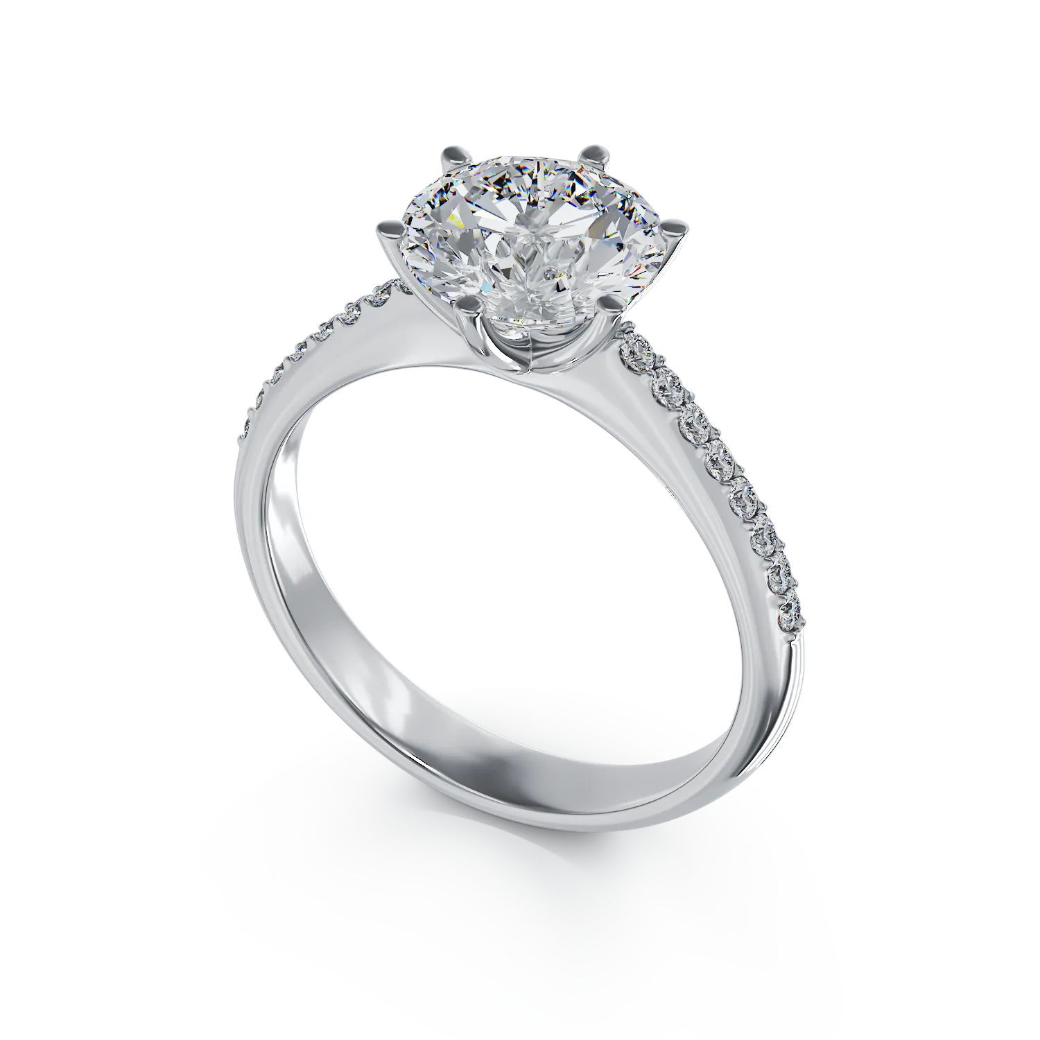 Inel de logodna din aur alb cu diamant de 2.01ct si diamante de 0.14ct