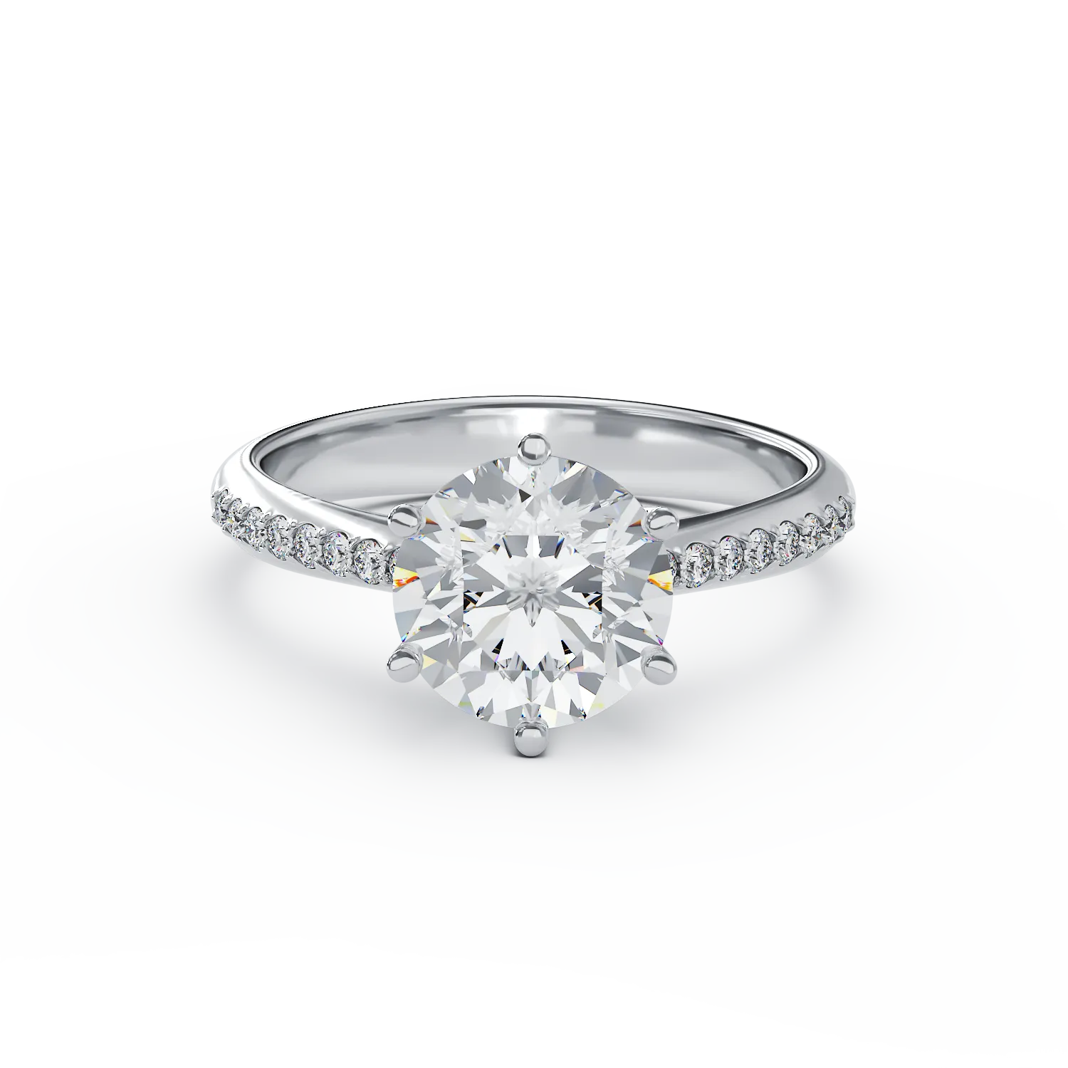 Inel de logodna din aur alb cu diamant de 2.01ct si diamante de 0.14ct