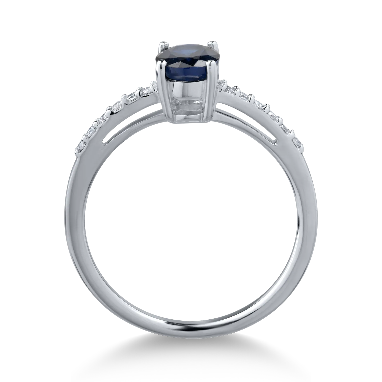 Inel din aur alb de 18K cu safir de 1ct si diamante de 0.09ct