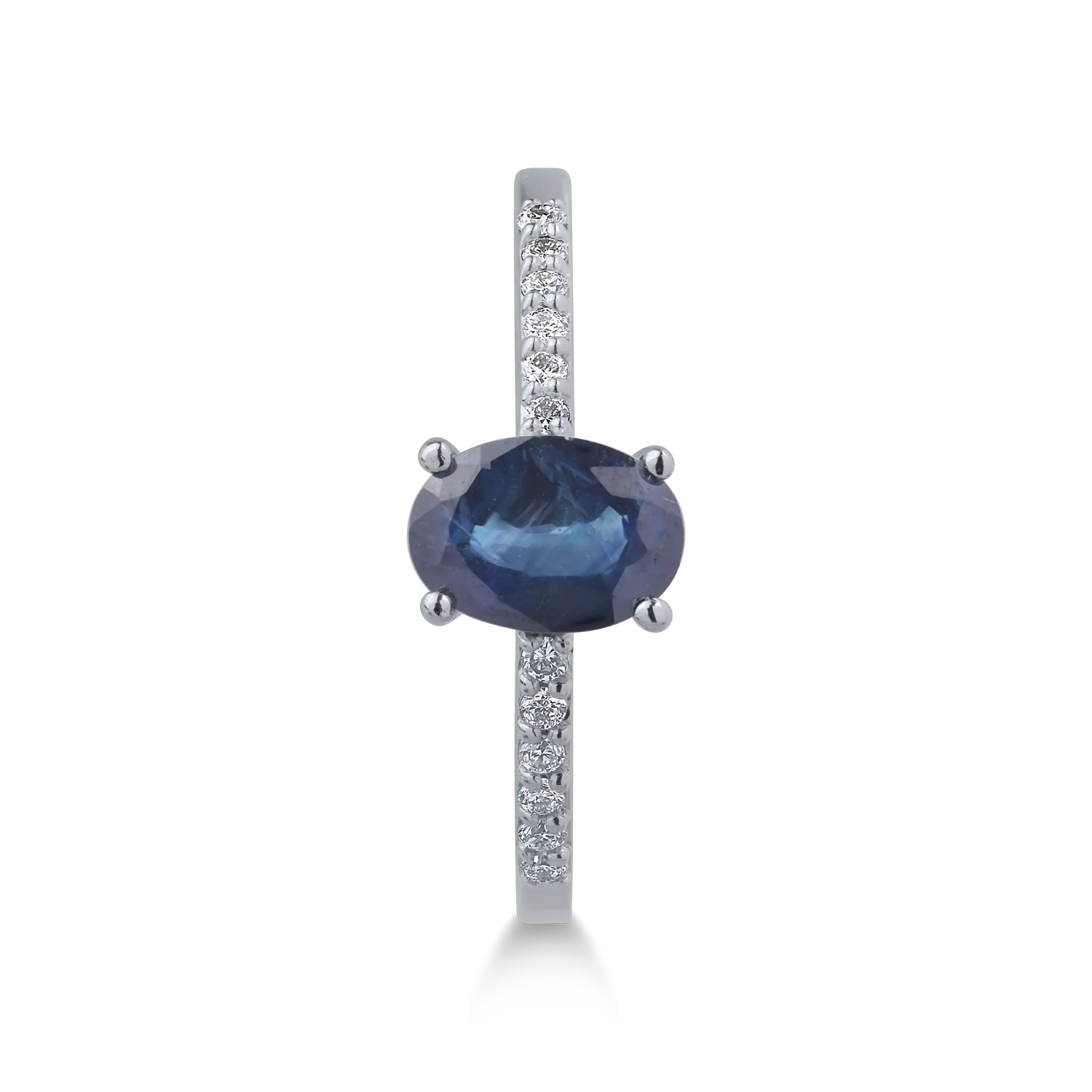 Inel din aur alb de 18K cu safir de 1ct si diamante de 0.09ct