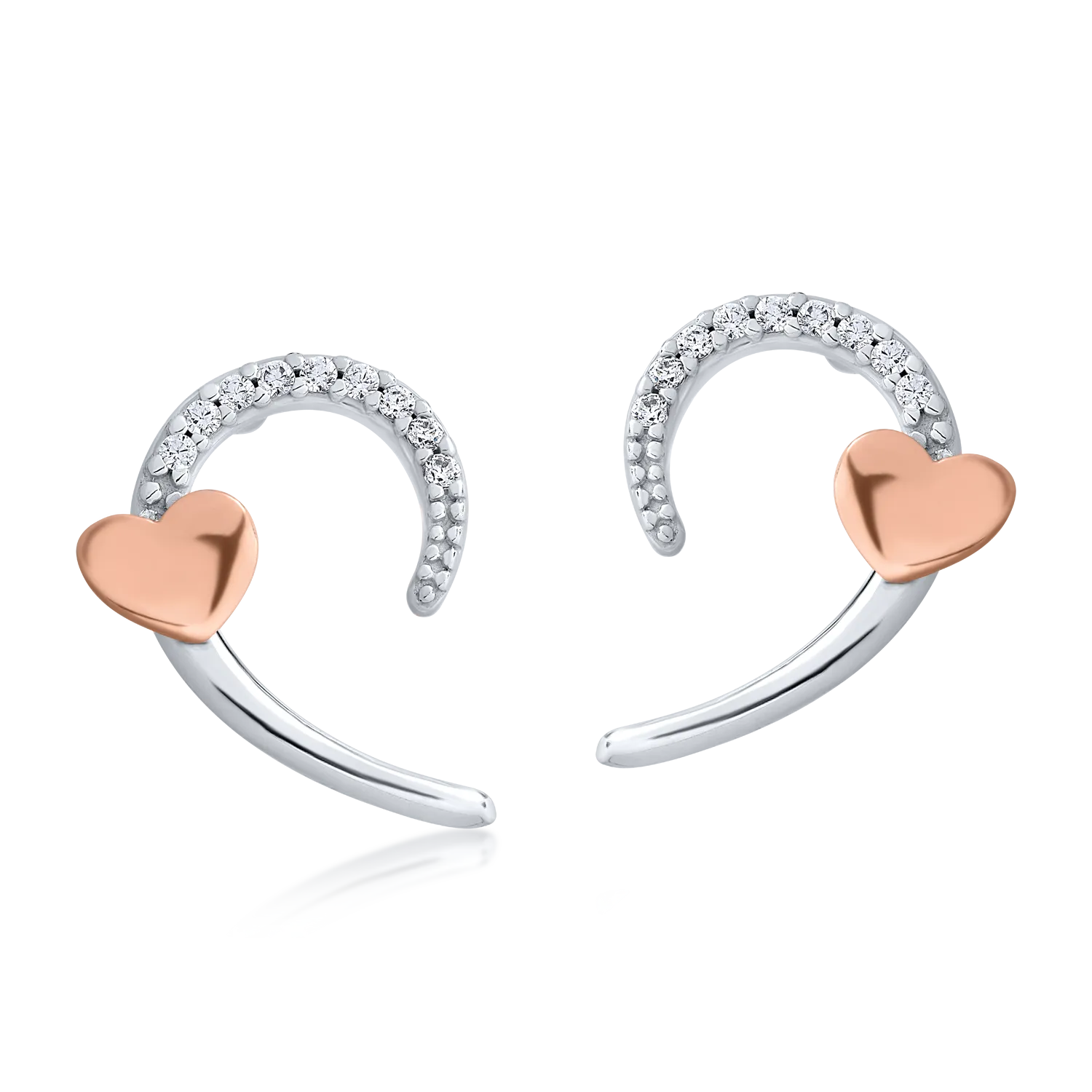 14K white-rose gold earrings