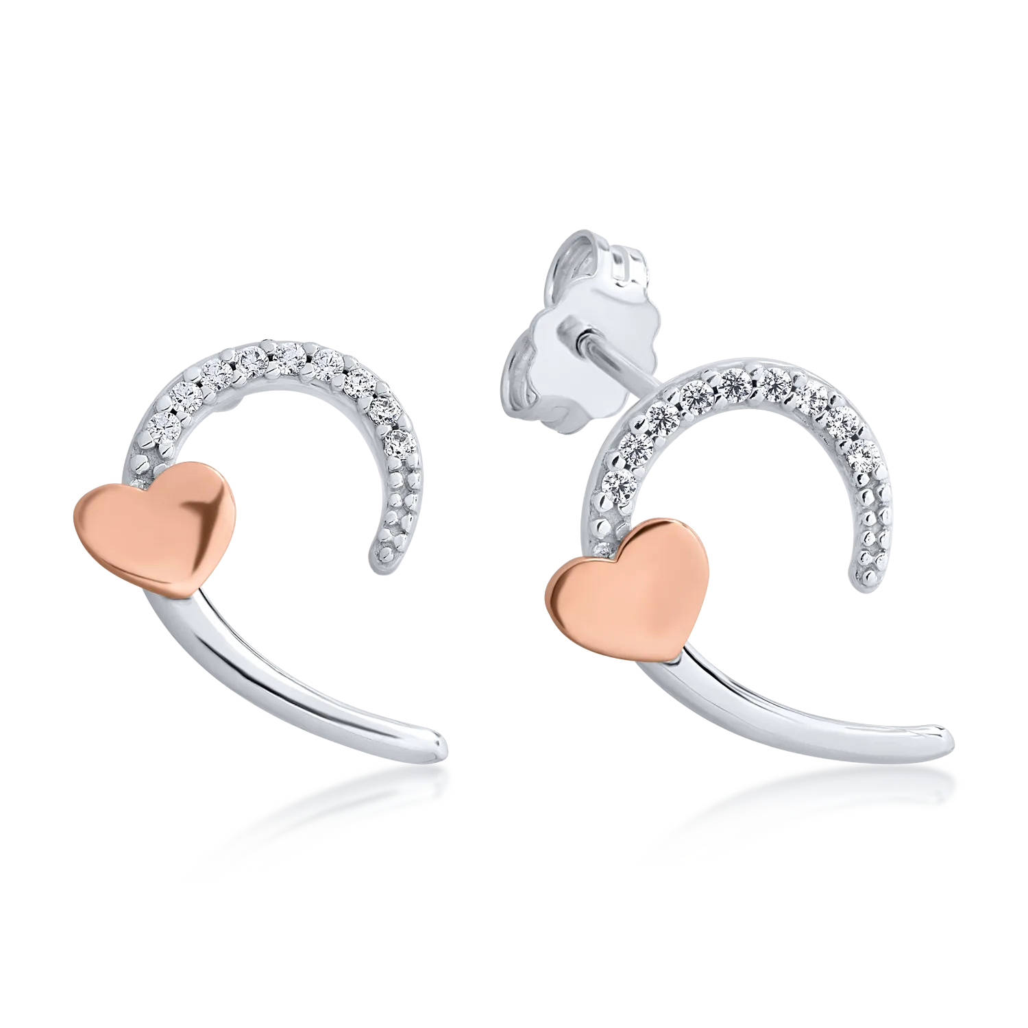 14K white-rose gold earrings
