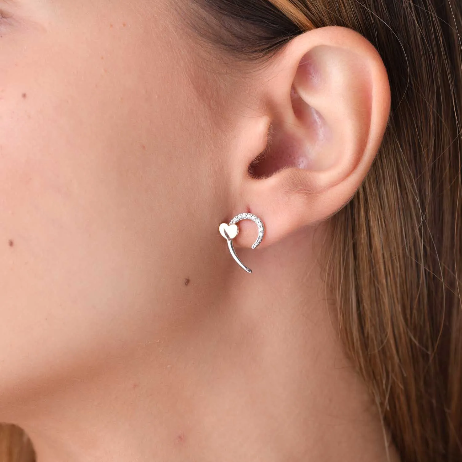 14K white-rose gold earrings