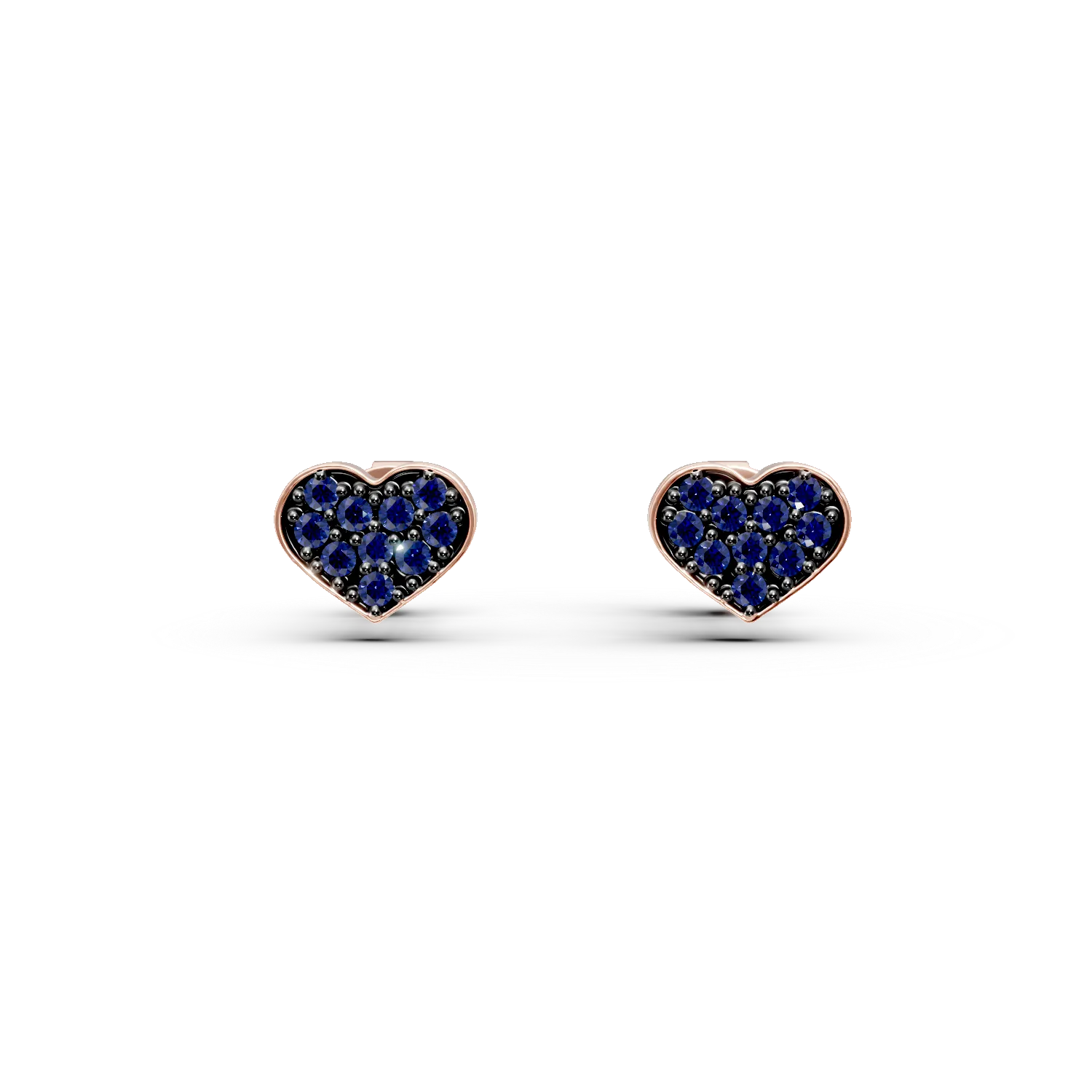 Cercei inimi din aur roz cu safire de 0.2ct