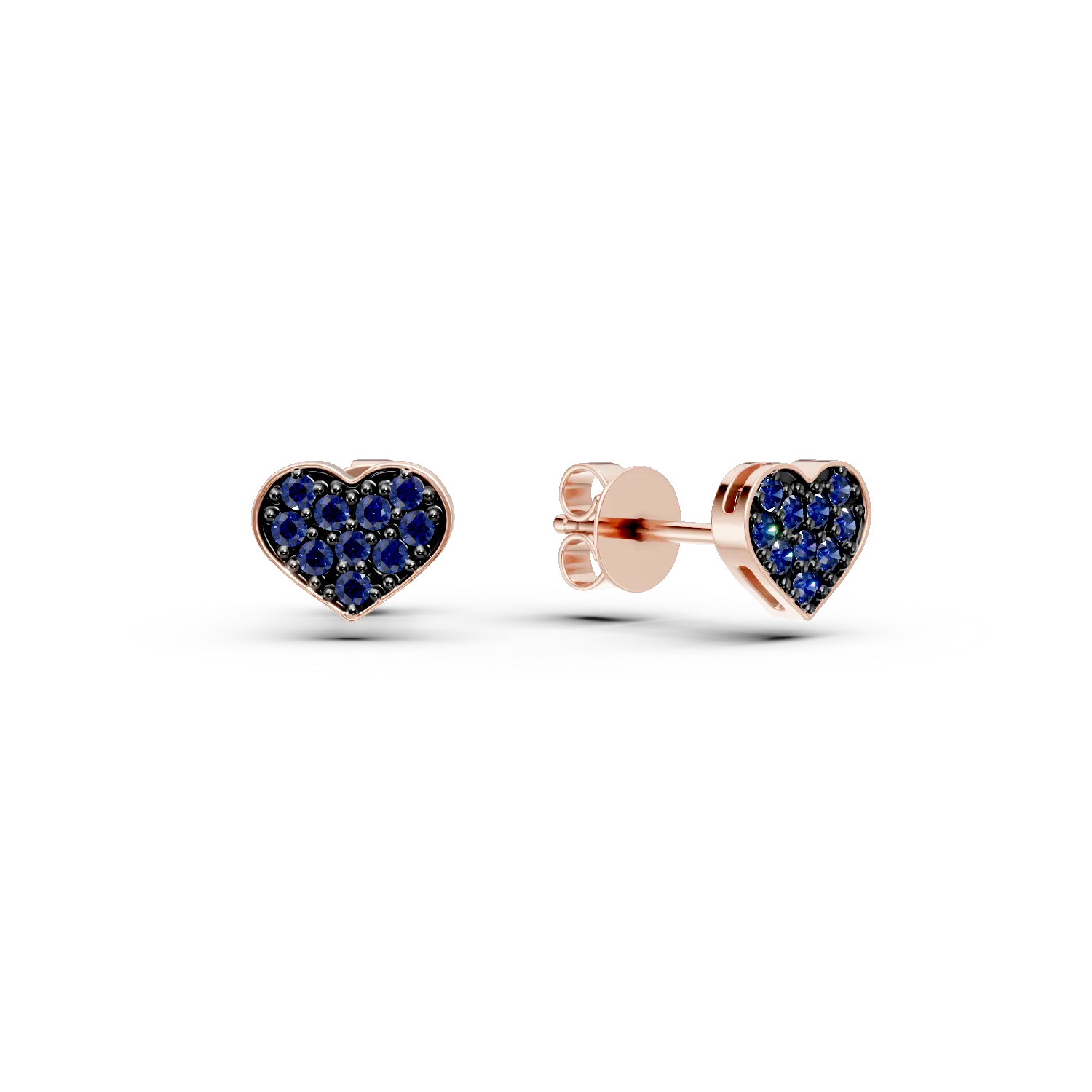 TEILOR Cercei inimi din aur roz cu safire de 0.2ct