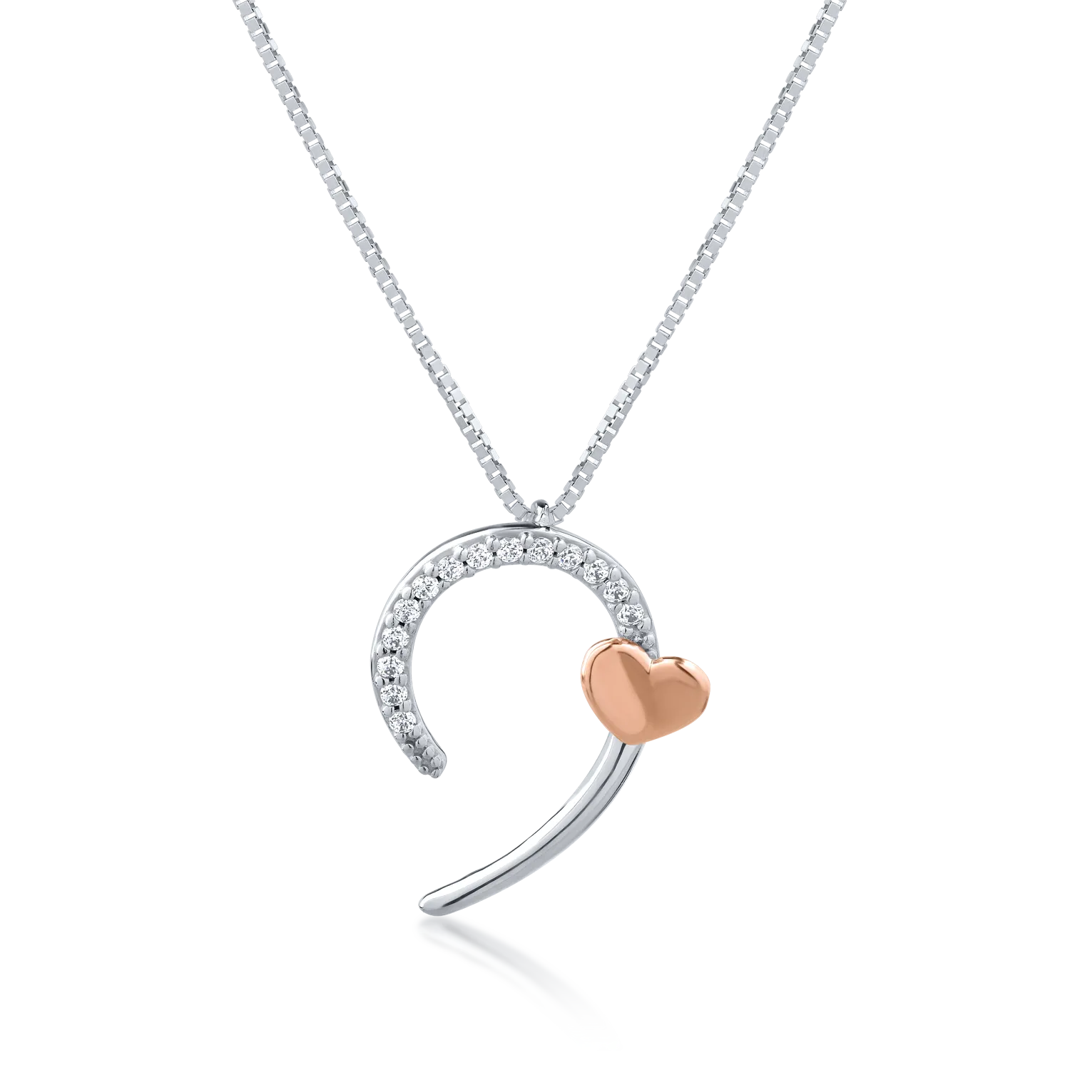 14K white-rose gold pendant necklace