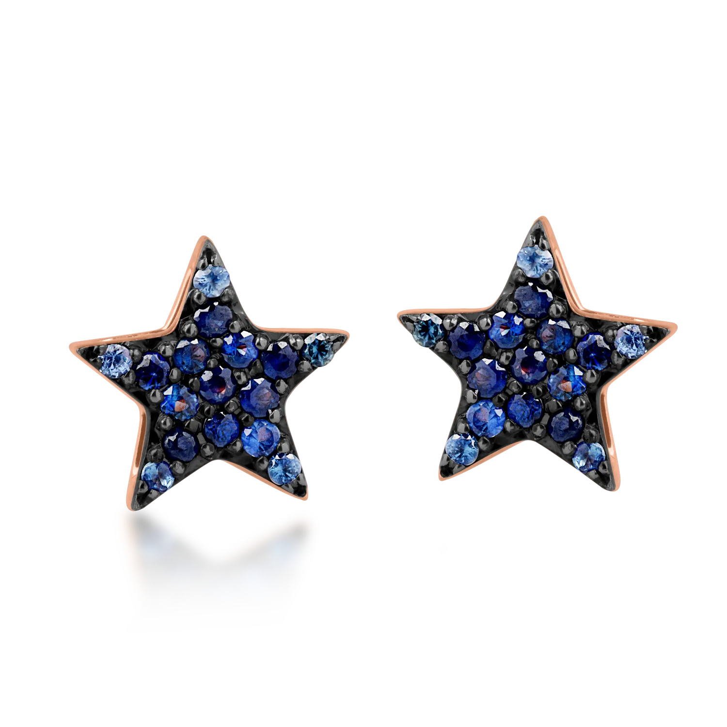 Rose gold star earrings with 0.21ct sapphires