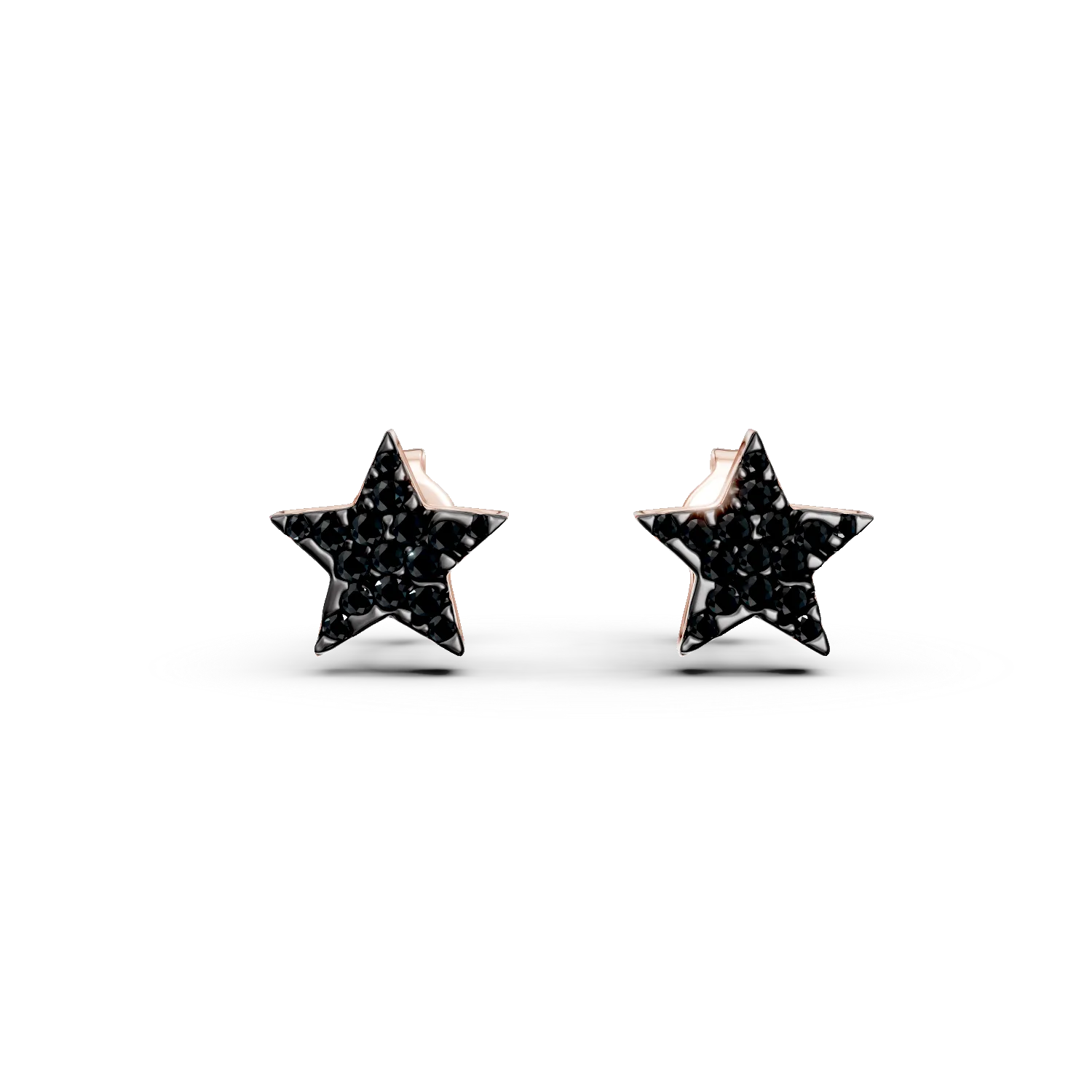 Rózsarany csillagos fülbevaló 0.16ct fekete gyémántokkal-151678