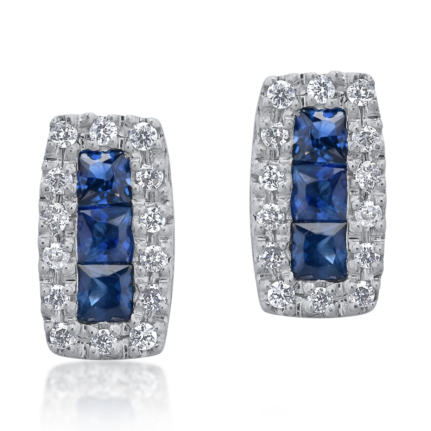 18K white gold earrings with 0.36ct sapphires and 0.11ct diamonds