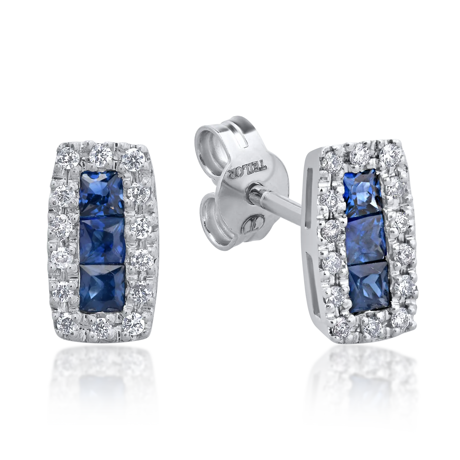 18K white gold earrings with 0.36ct sapphires and 0.11ct diamonds