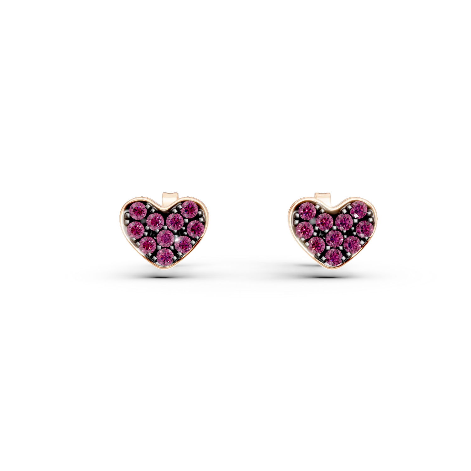 18K rose gold heart earrings with 0.24ct rubies-151715
