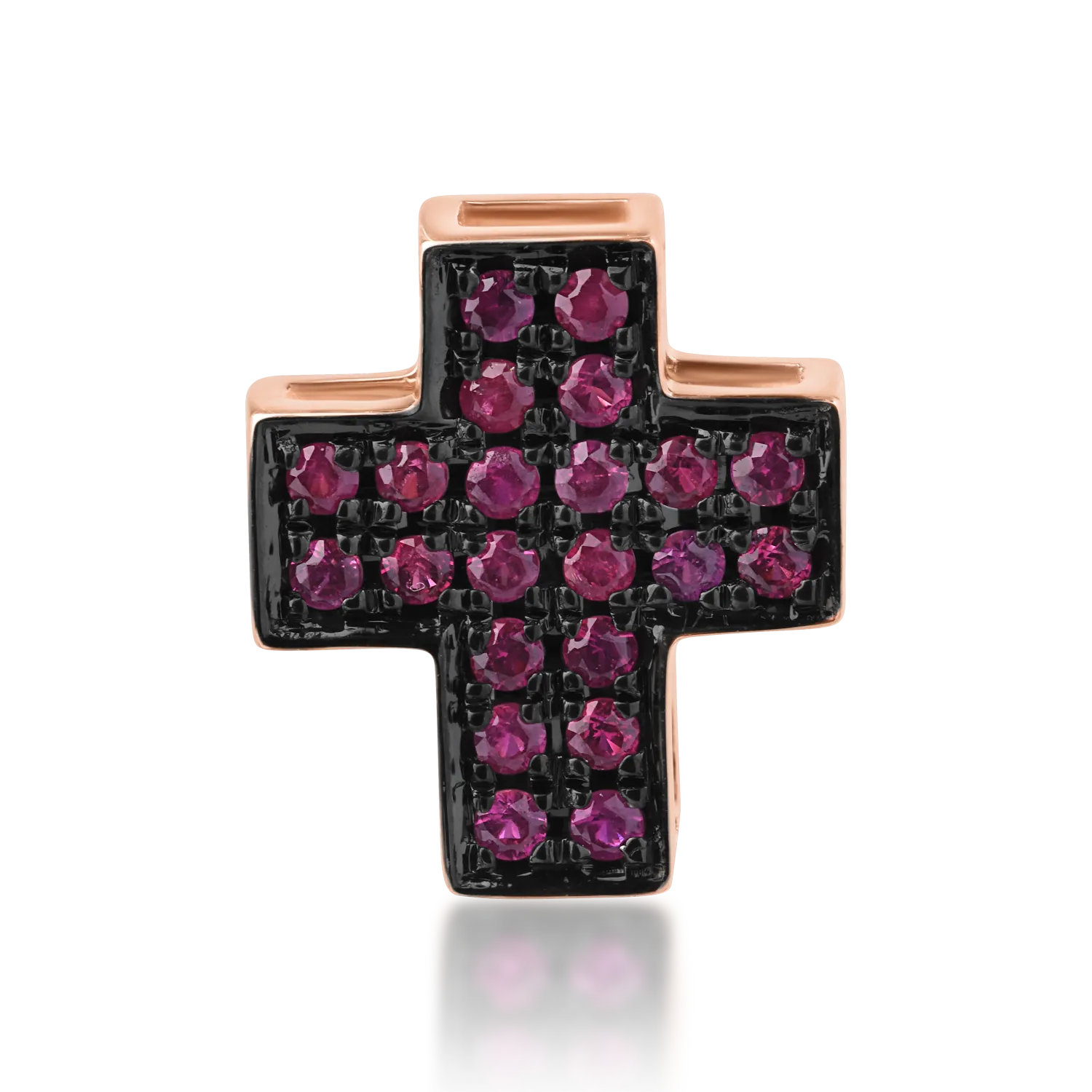 18K rose gold cross pendant with 0.22ct rubies