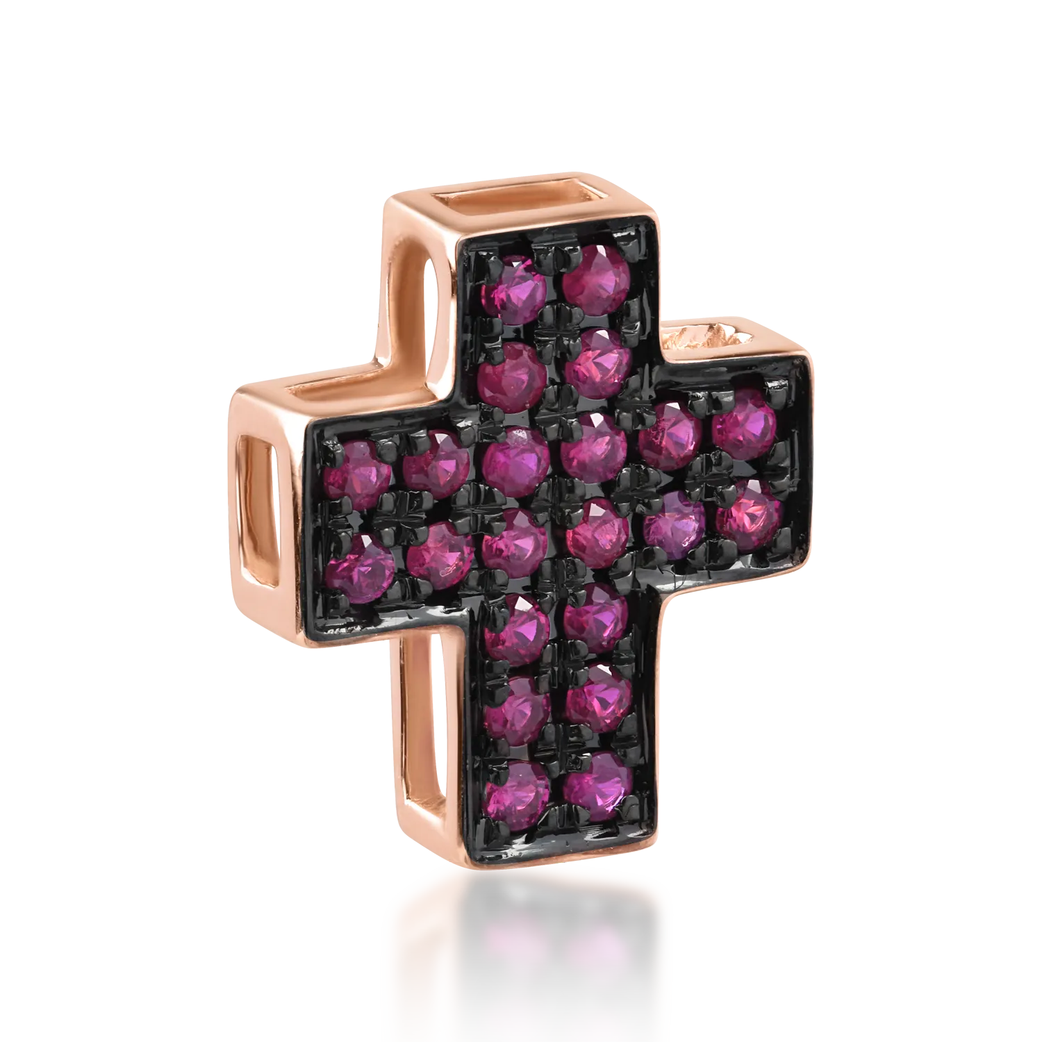 18K rose gold cross pendant with 0.22ct rubies