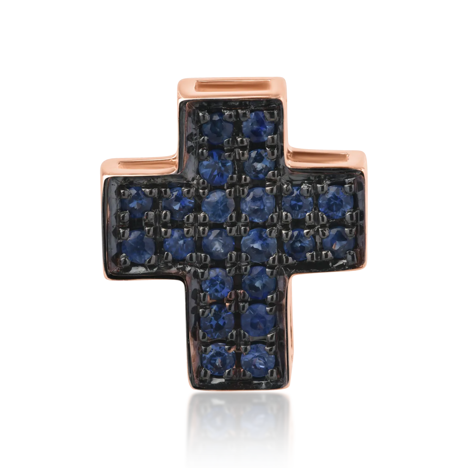 18K rose gold cross pendant with 0.22ct sapphires